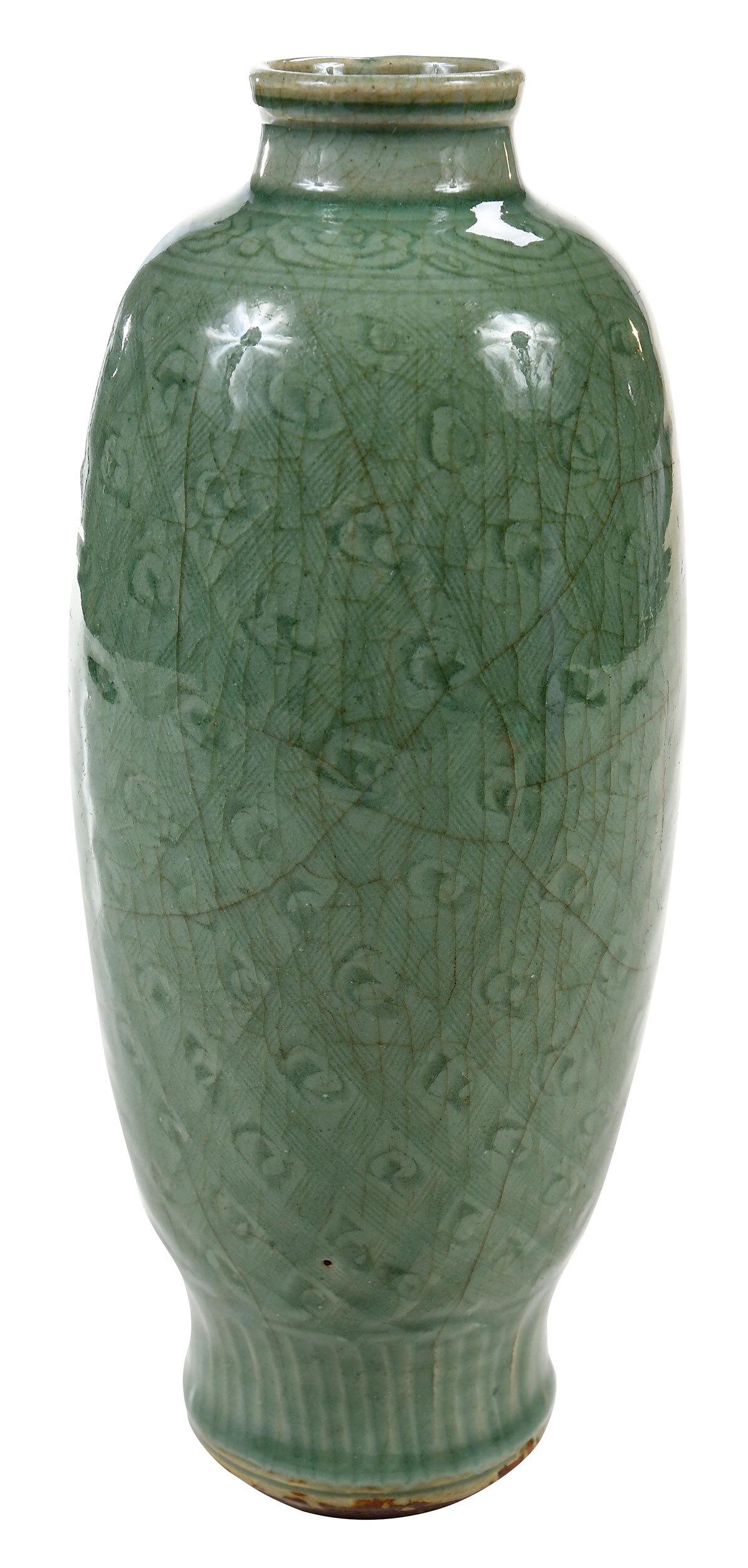Chinese Longquan Celadon Baluster Vase (1 of 10)