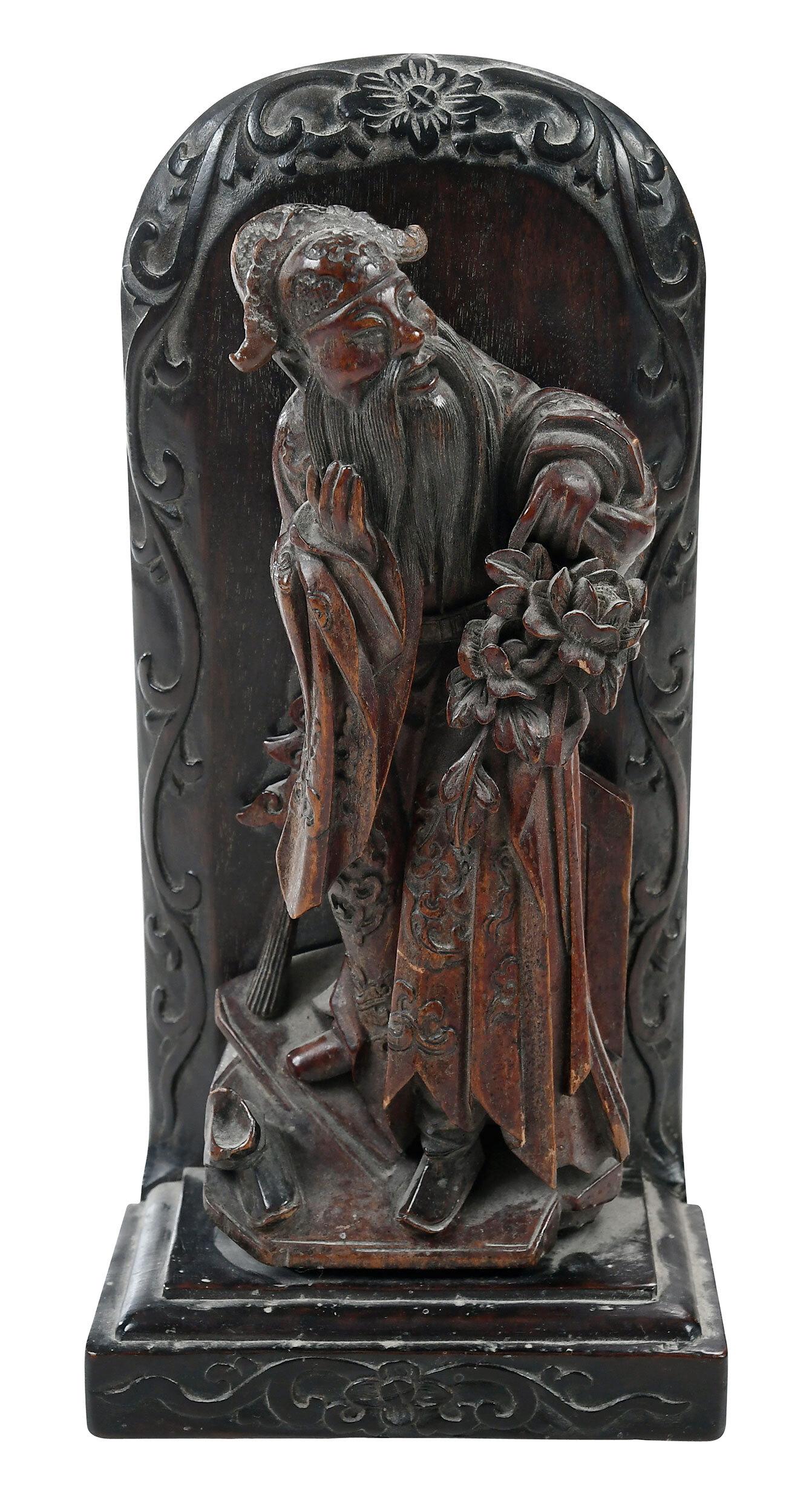 Chinese Carved Wood Immortal Figure (1 of 4)