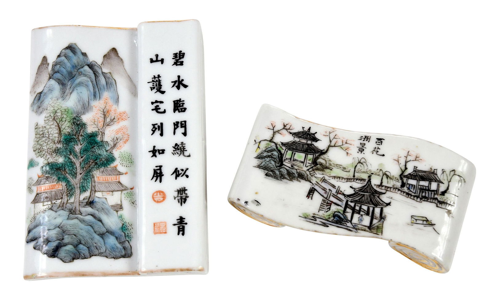 Two Chinese Enameled Porcelain Scholar's Objects (1 of 8)