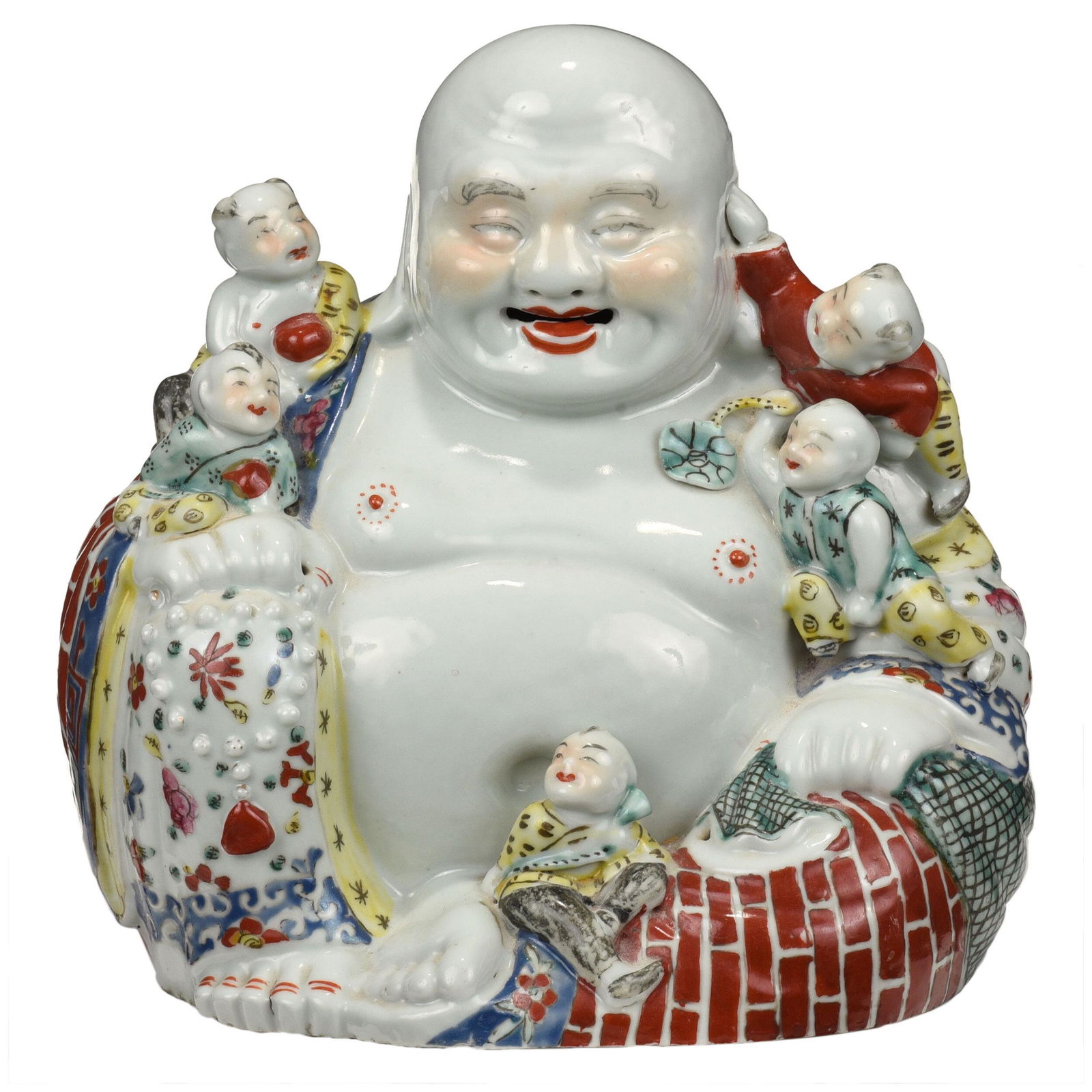Chinese Porcelain Buddha Figural Group (1 of 9)