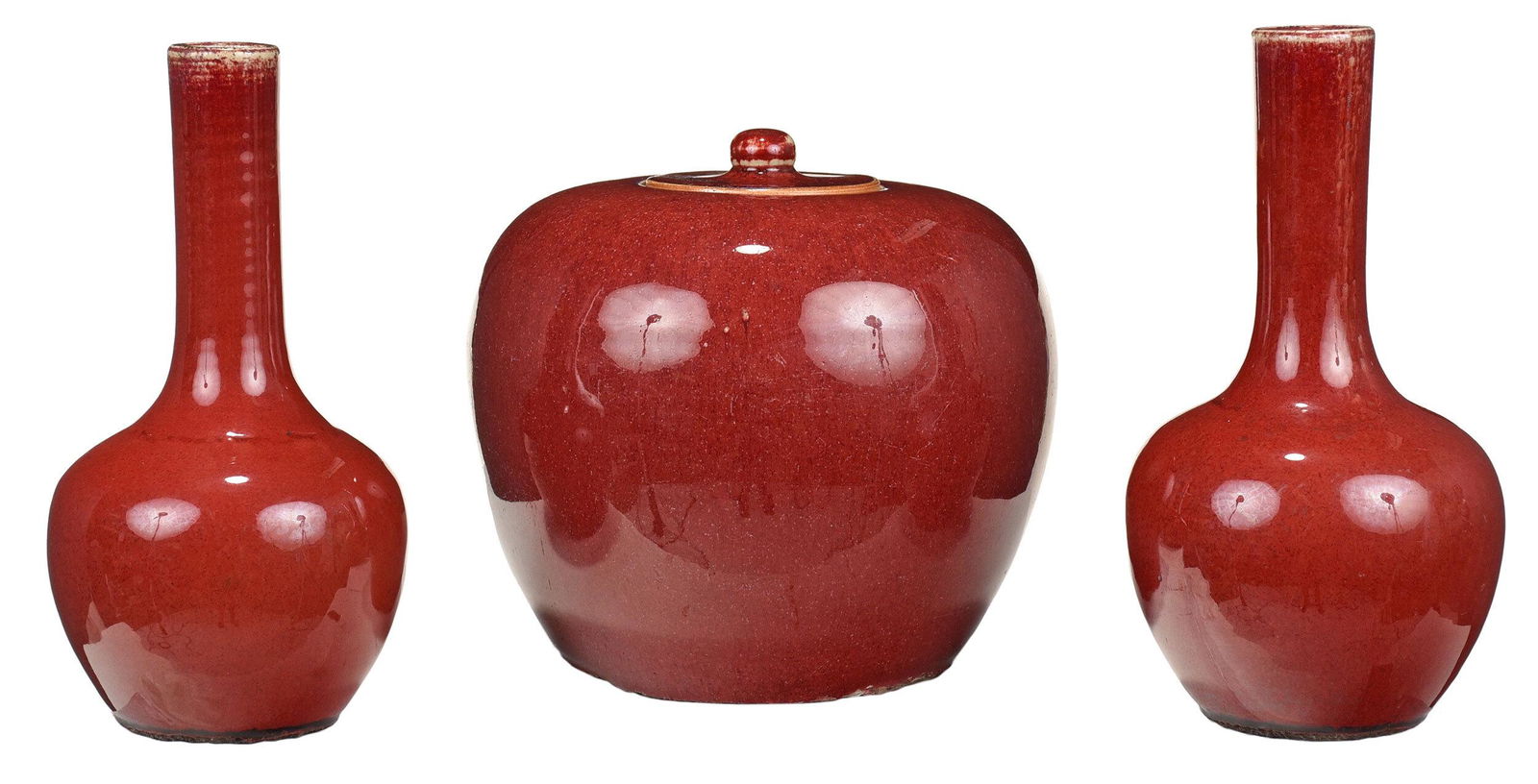 Three Chinese Sang de Boeuf Porcelain Vessels (1 of 12)