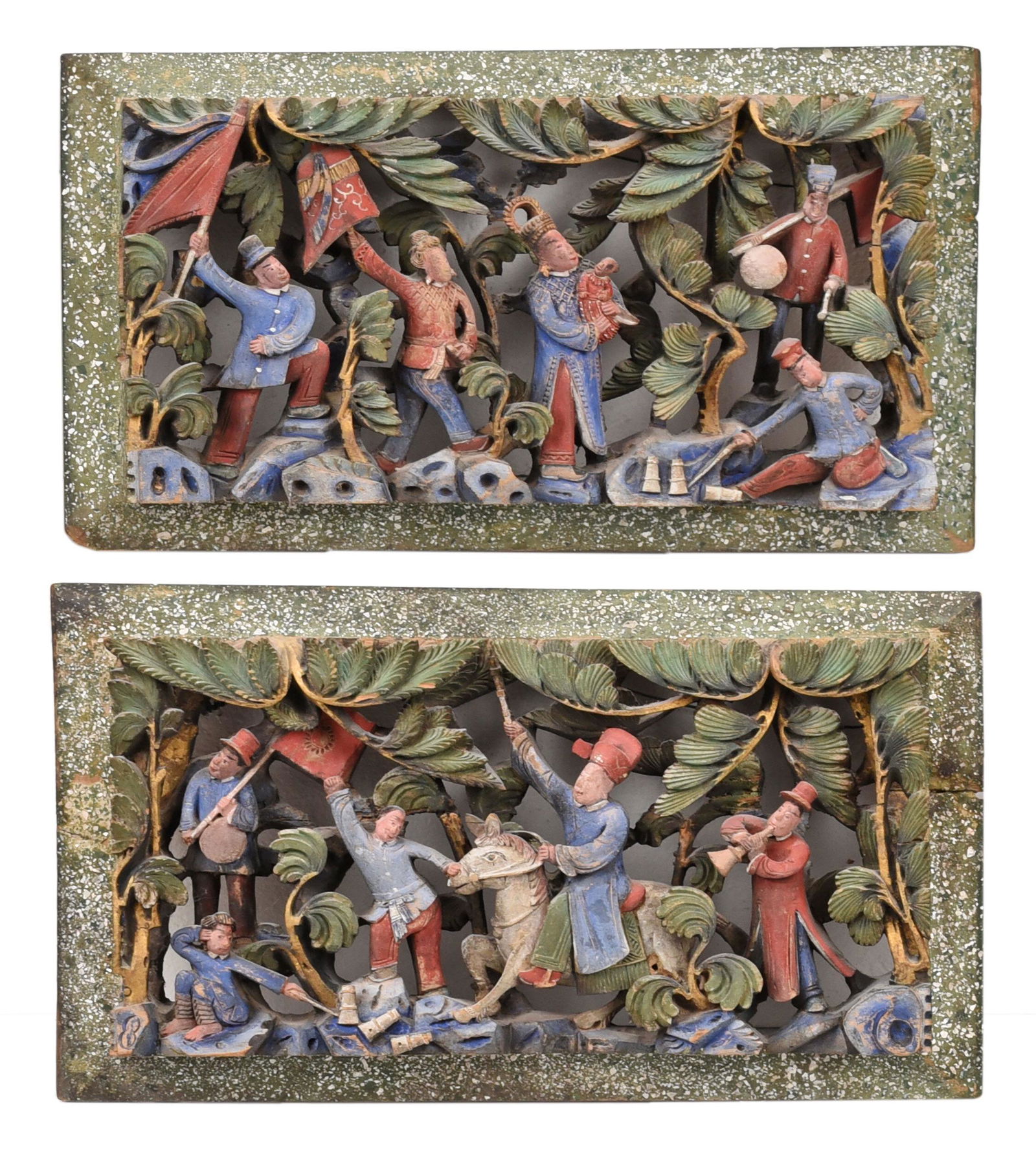 Two Chinese Polychrome Wood Panels (1 of 5)