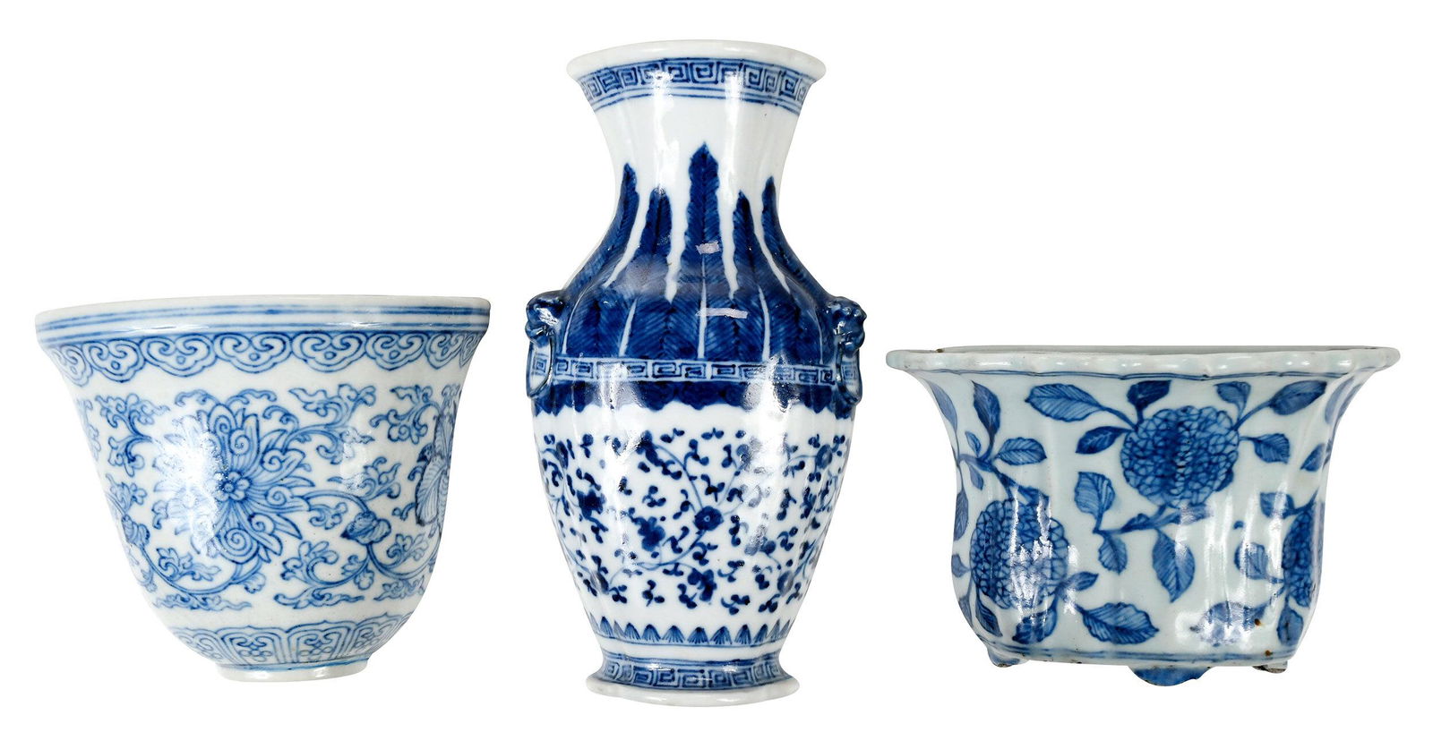 Three Chinese Blue and White Porcelain Wall Vases (1 of 5)