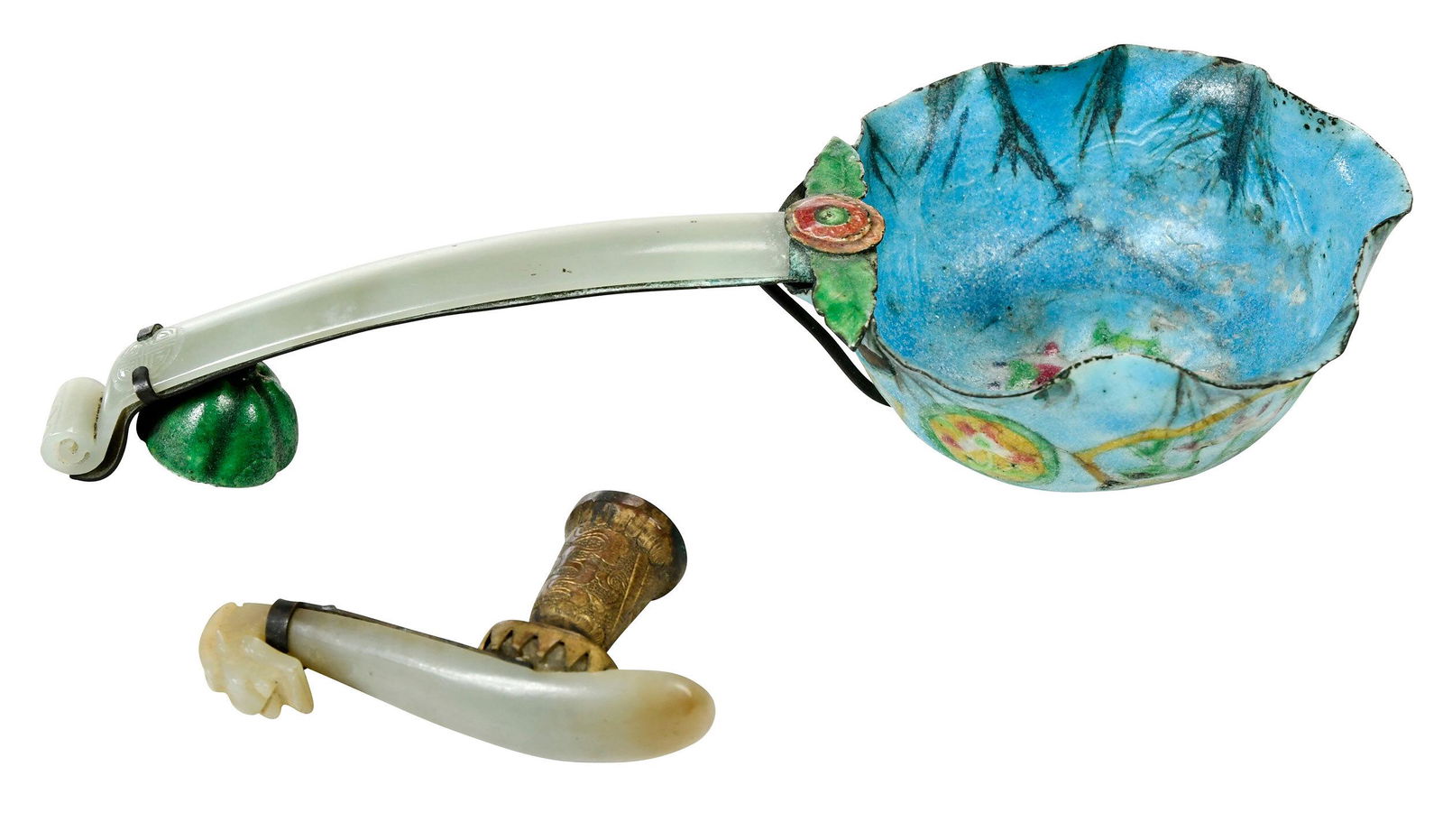 Two Carved Hardstone and Jade Belt Hooks (1 of 8)