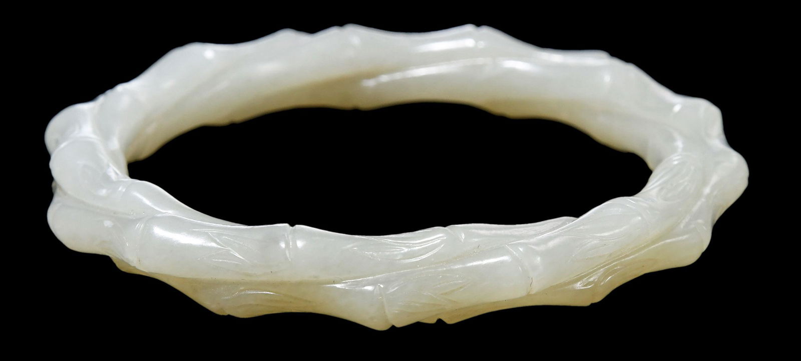 Chinese Carved Jade Bamboo Form Bangle (1 of 3)