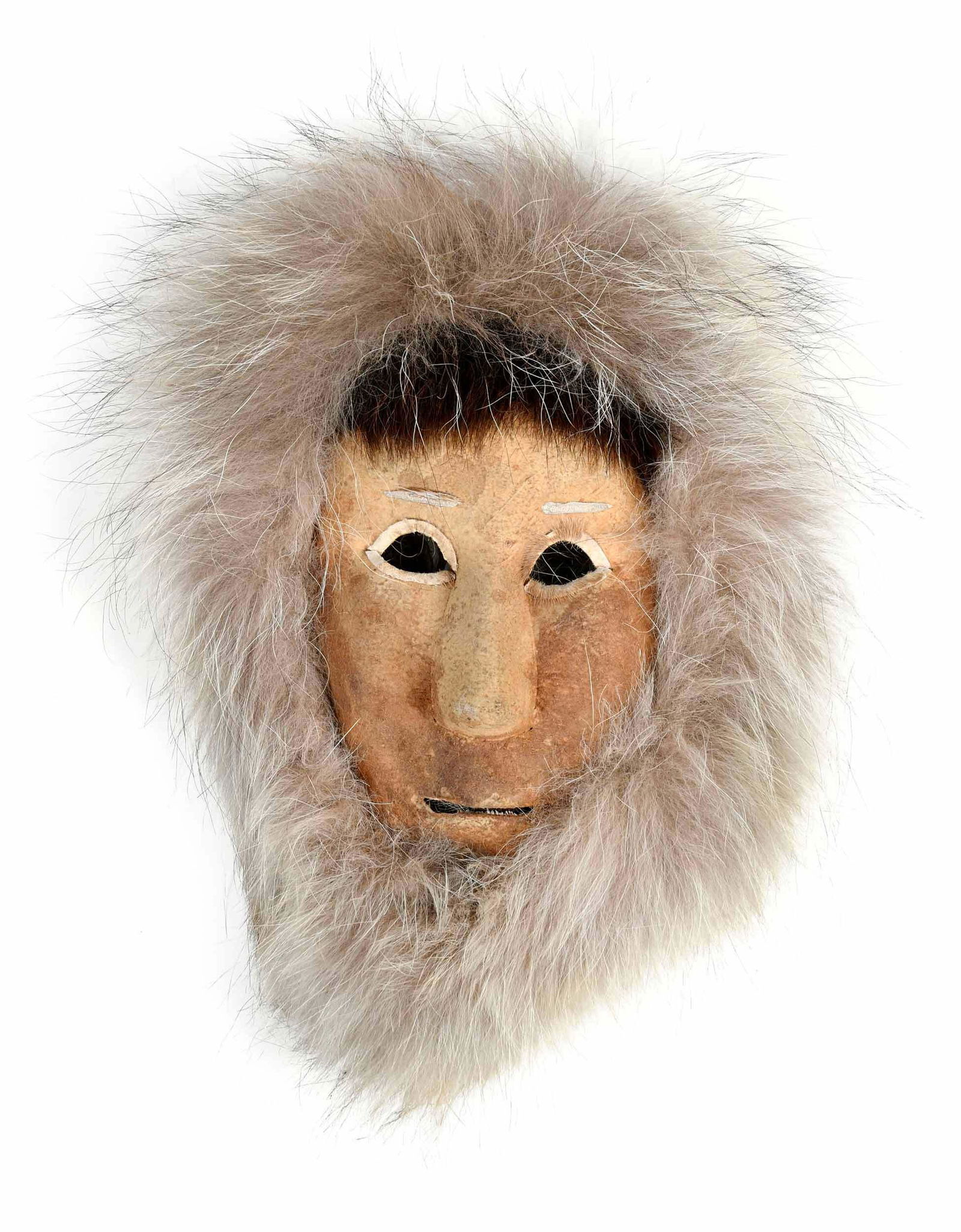 Eskimo Mask with Hide Leather and Fur (1 of 4)