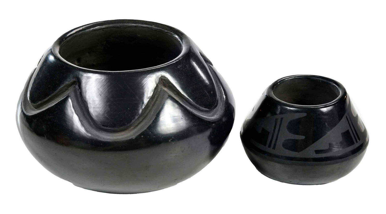 Two Signed Blue Corn Blackware Pots (1 of 8)