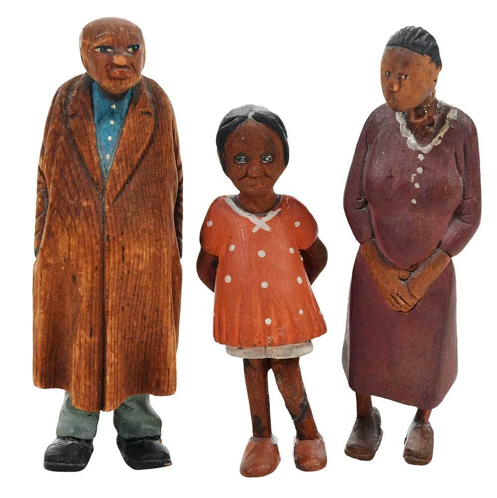 Three Tom Brown Carved and Polychrome Figures (1 of 6)