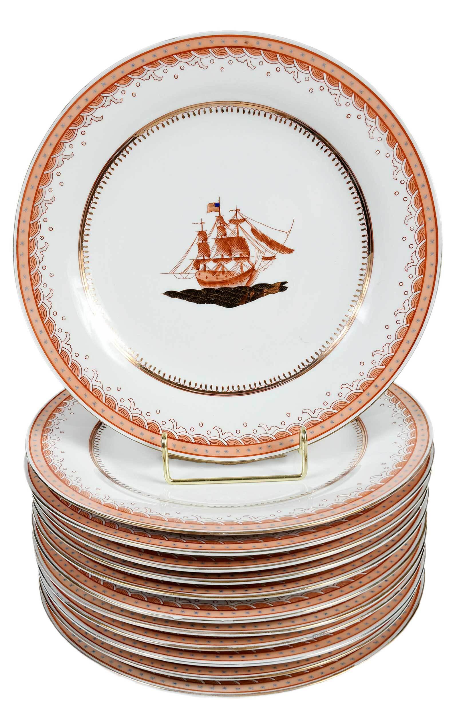 Set of 12 "Trade Winds" Export Style Dinner Plates (1 of 4)