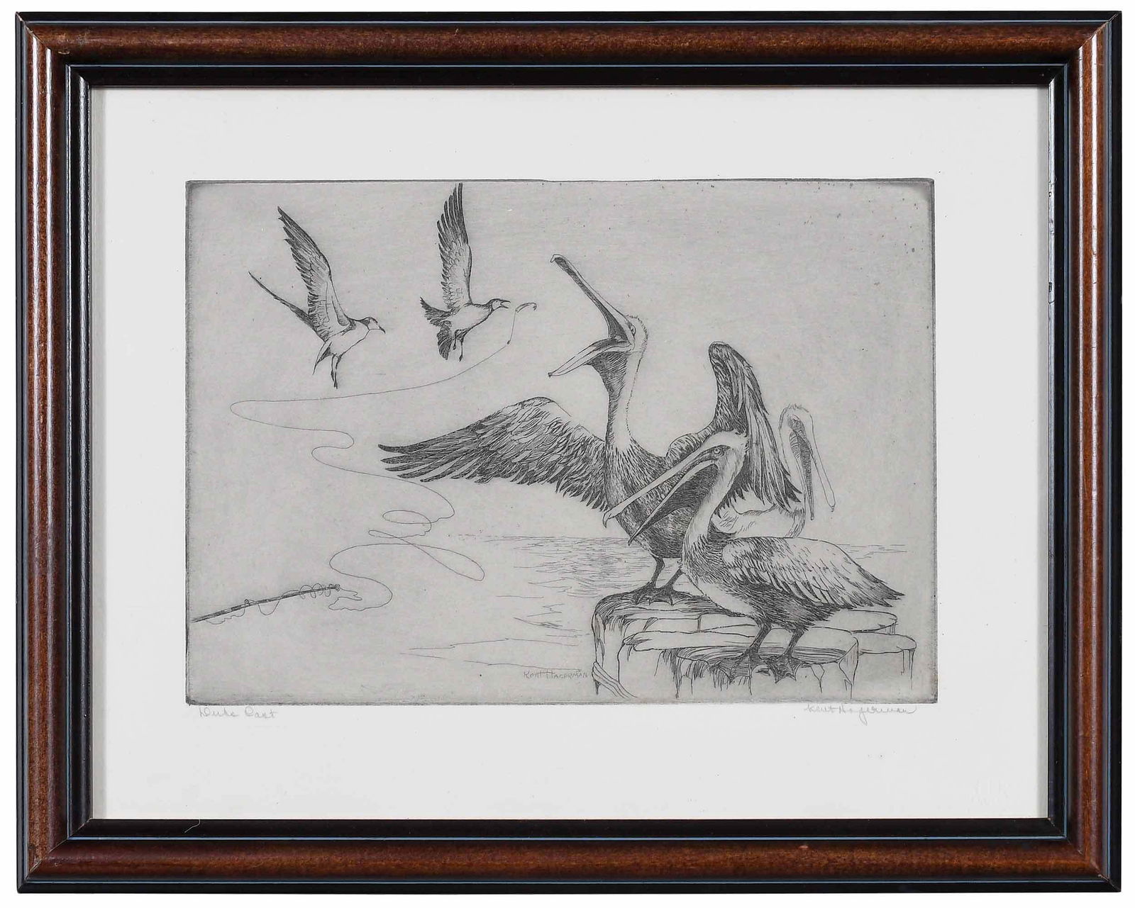 William Kent Hagerman: (Florida, 1893-1987) Dub's Cast (St. Petersburg Municipal Pier), signed lower right "Kent Hagerman", etching, sight 7 x 10 in.; wood frame, 11-1/2 x 14-1/2 in Provenance: Private Collection