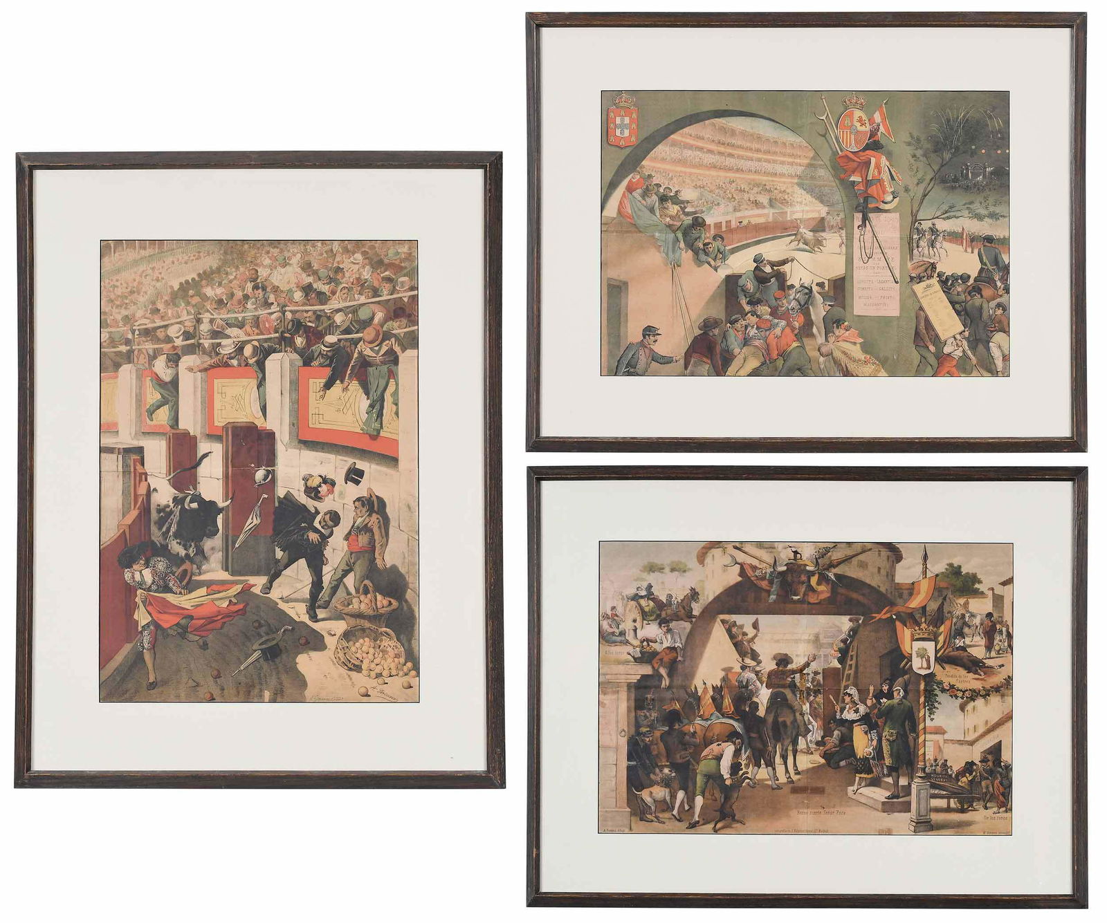 Three Spanish Bull Fighting Prints (1 of 8)