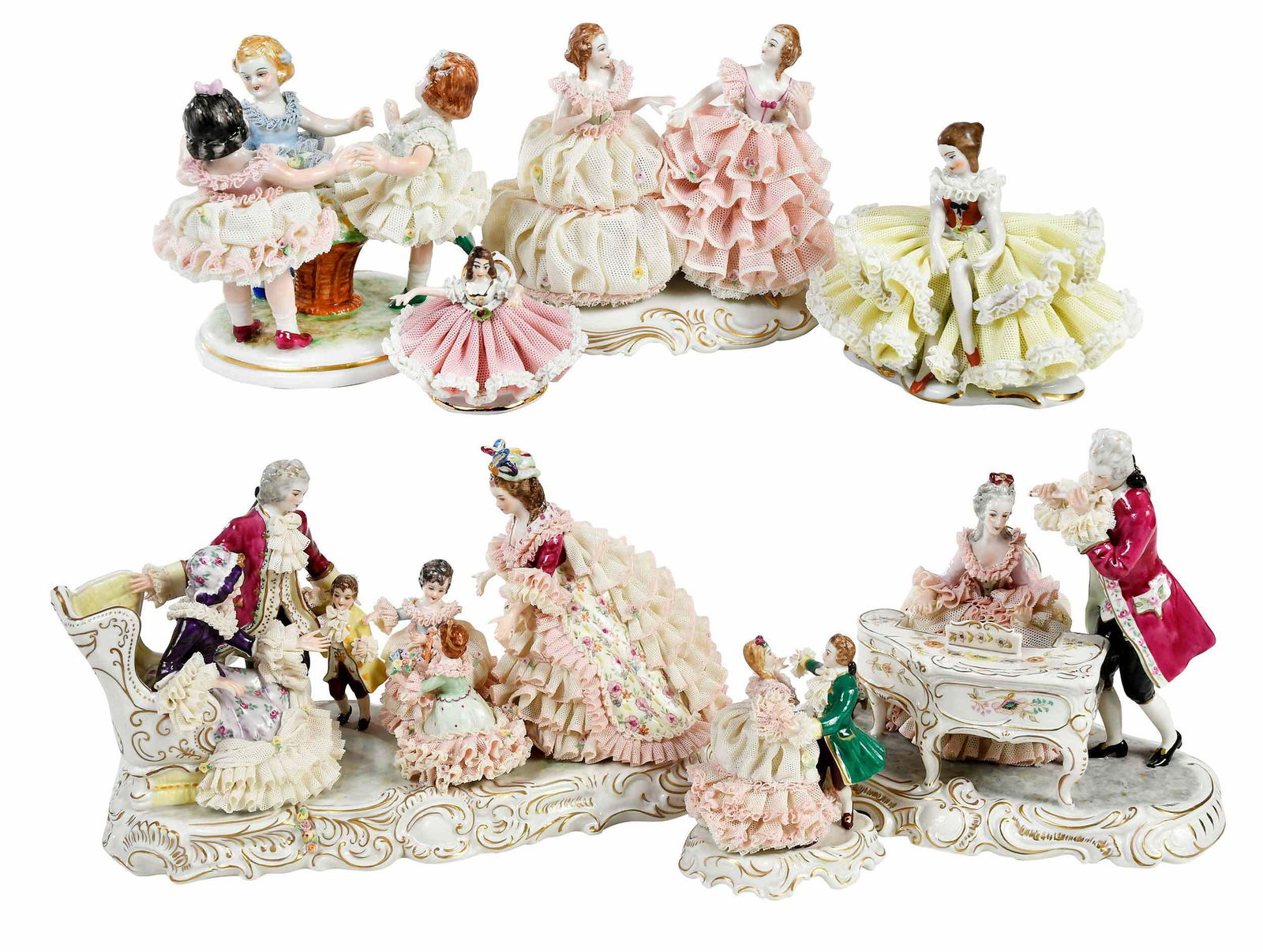 Group of Seven Porcelain Figural Groups (1 of 9)