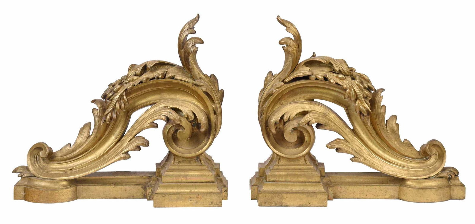 Pair of Louis XV Style Gilt Bronze Chenets (1 of 3)