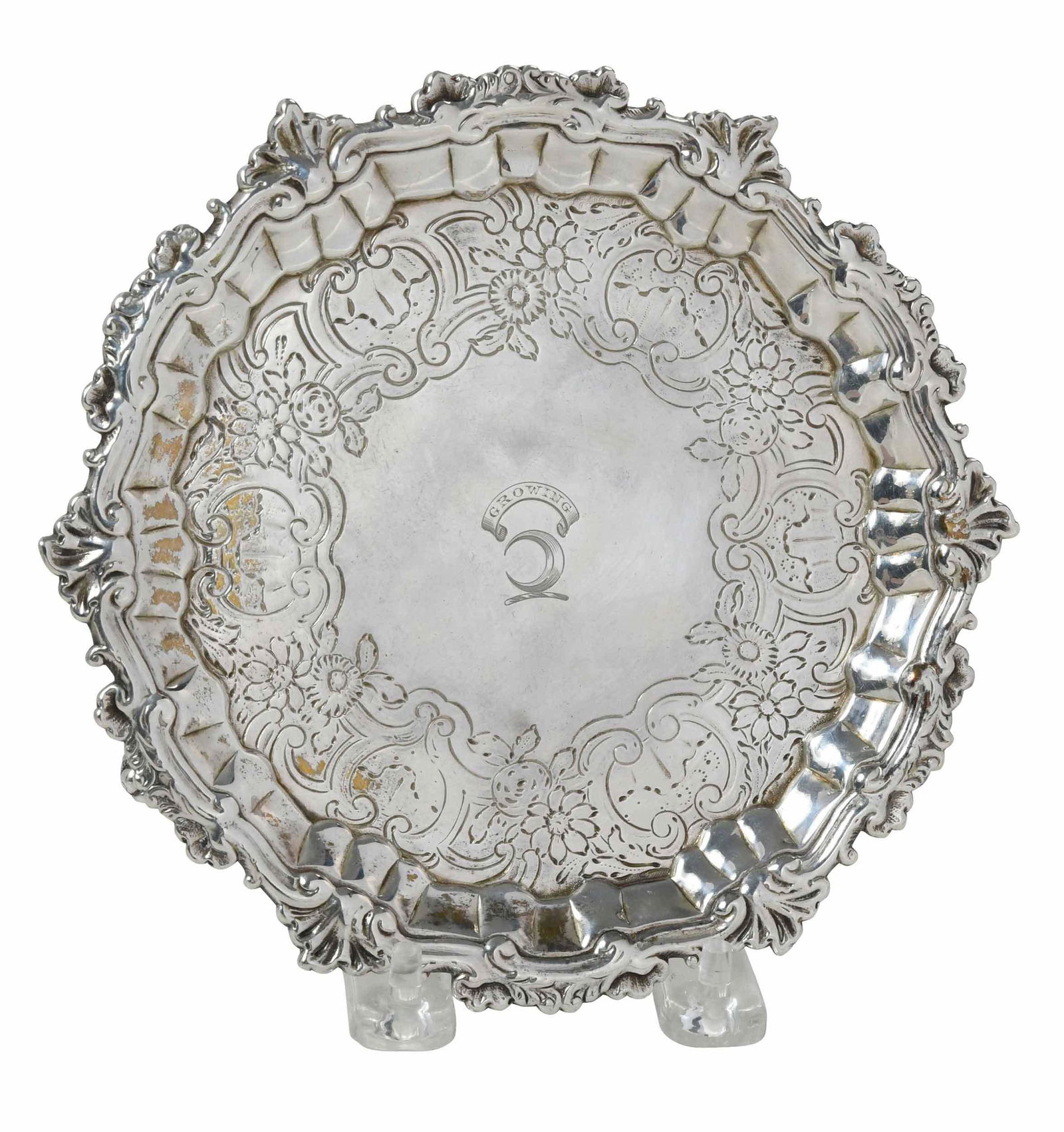 George II English Silver Footed Tray (1 of 5)