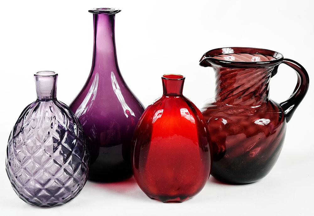 Four American Blown Colored Glass Articles (1 of 3)