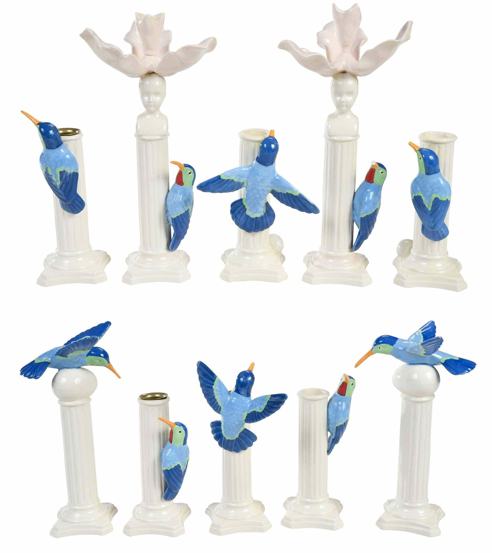Set of Ten Figural Bird Candlesticks and Table Items (1 of 2)
