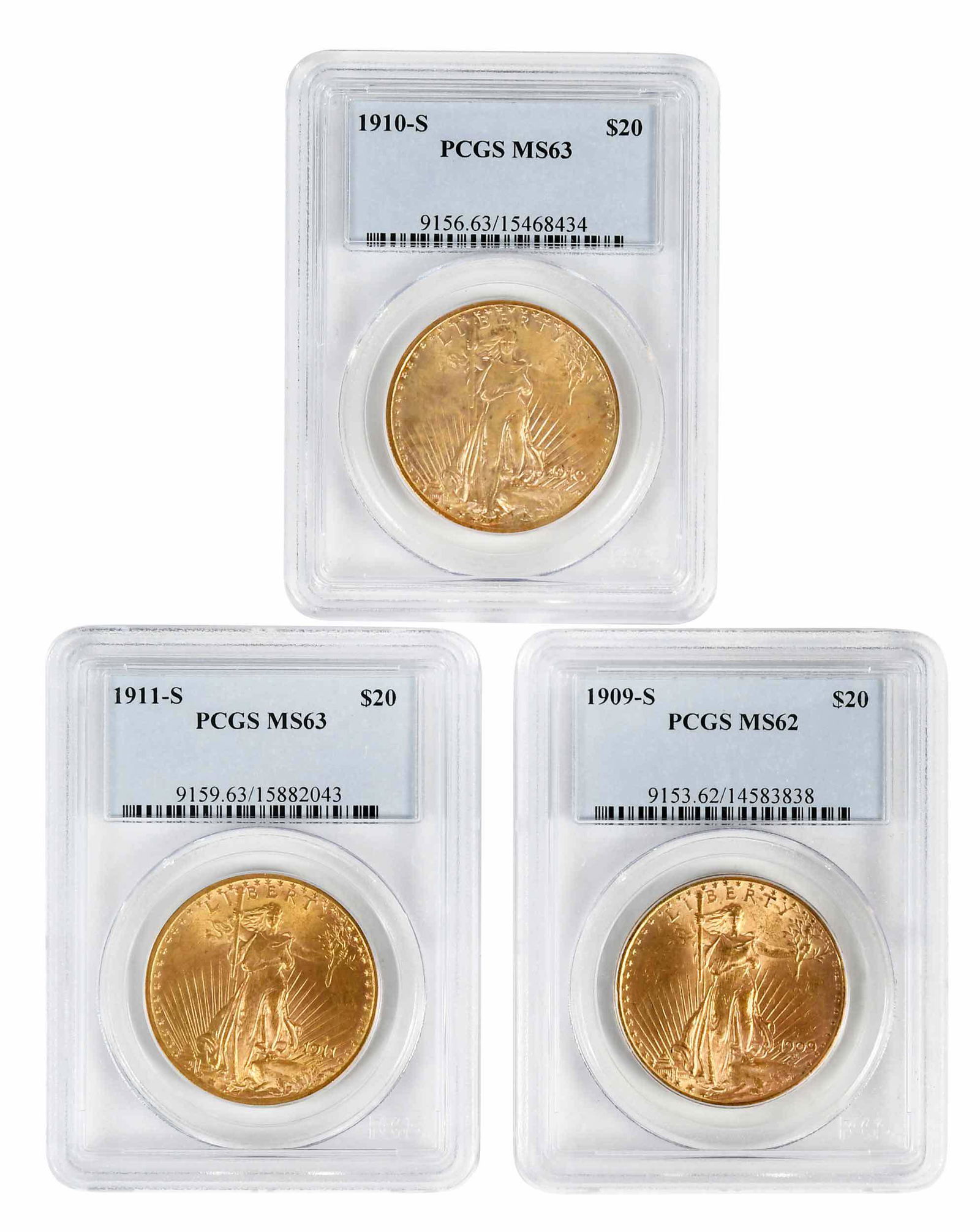 Three San Francisco St. Gaudens $20 Gold Coins (1 of 5)