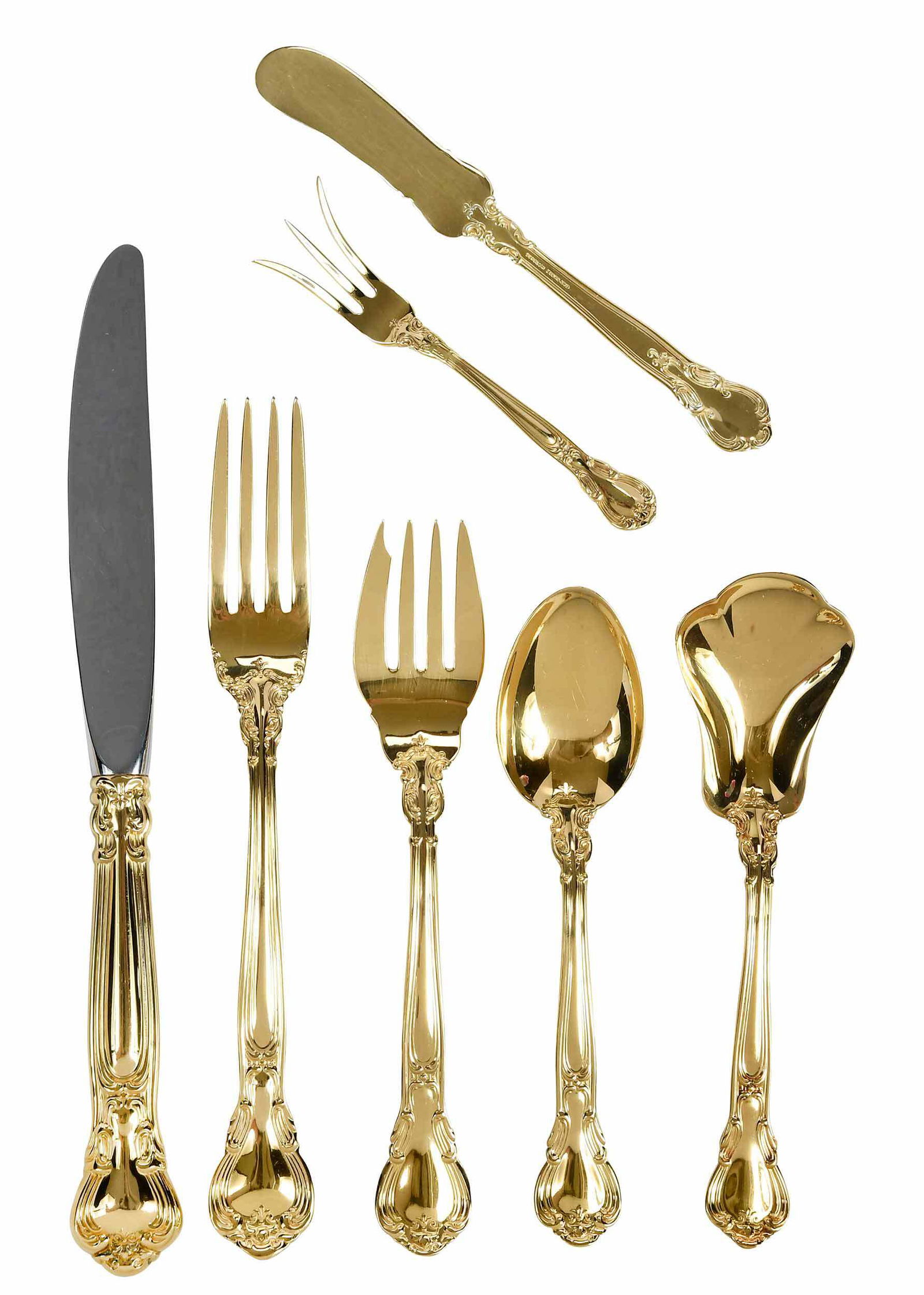 Gilt Gorham Chantilly Sterling Flatware, 68 Pieces (1 of 4)