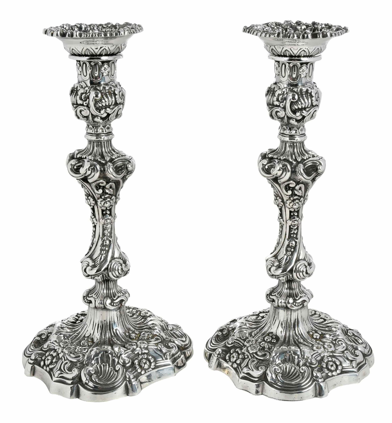 Pair George IV English Silver Candlesticks (1 of 10)