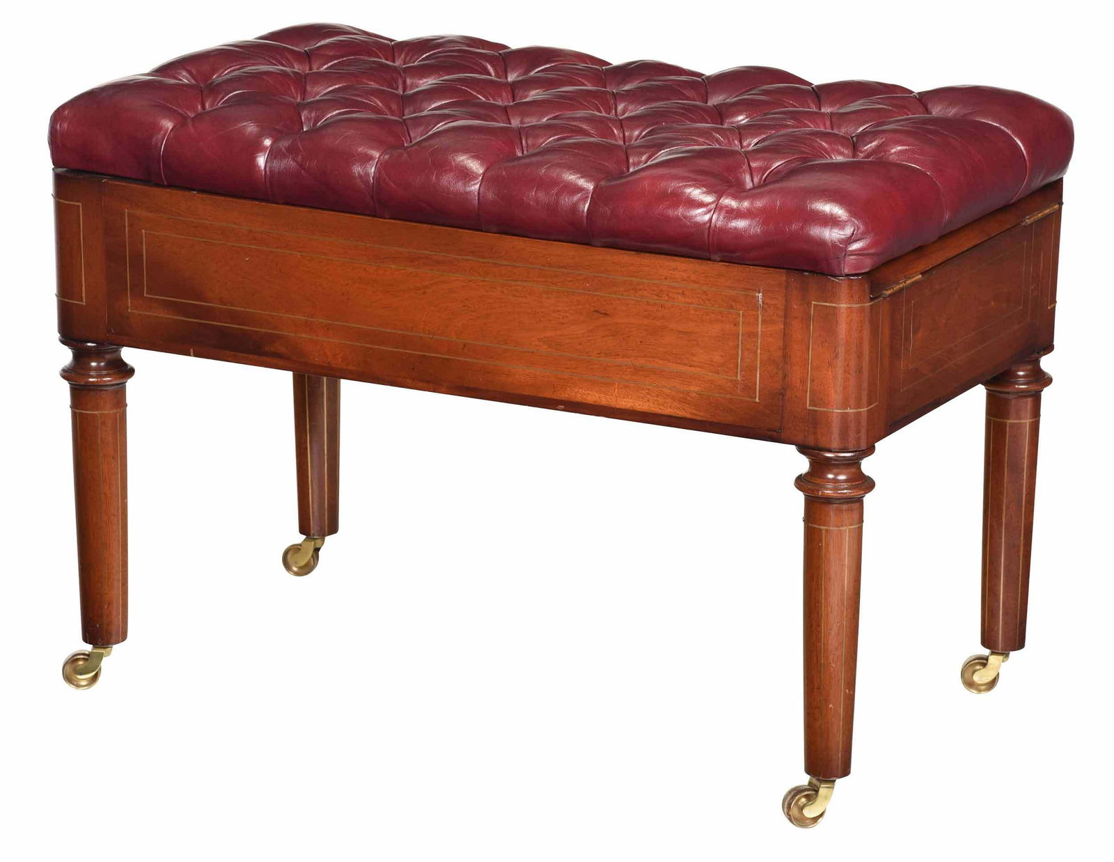 Georgian Tufted Leather Library Steps/Ottoman (1 of 7)