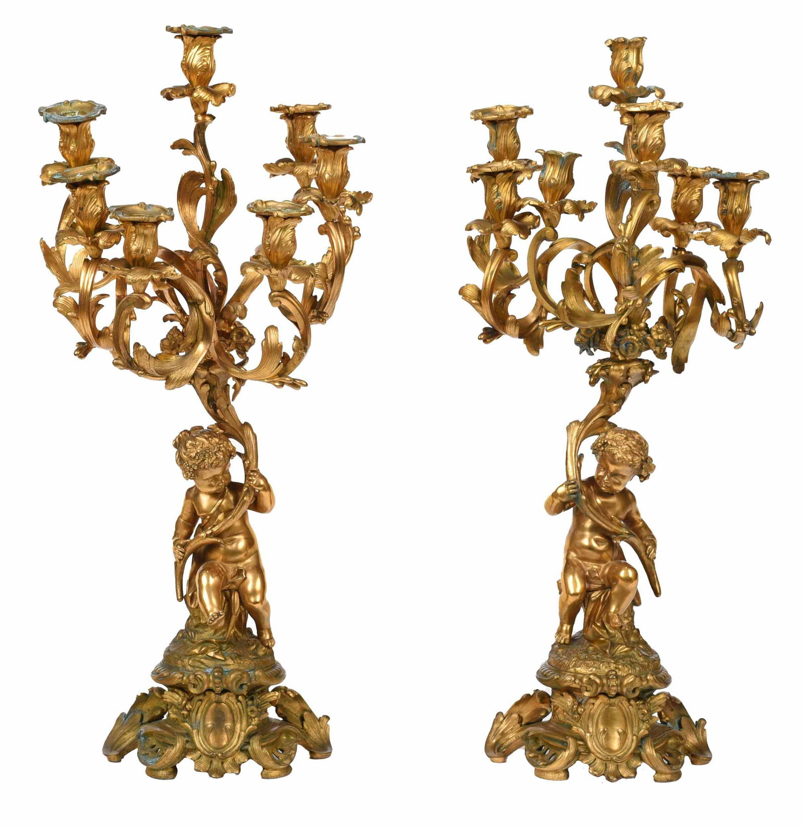 Pair Louis XV Style Gilt Bronze Candelabra (1 of 8)