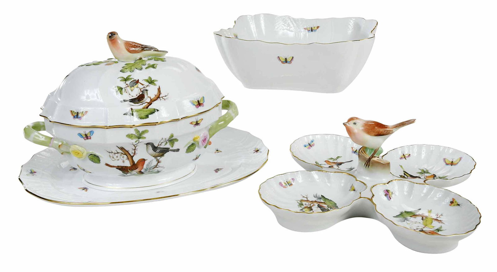 Four Herend Rothschild Bird Serving Pieces (1 of 17)
