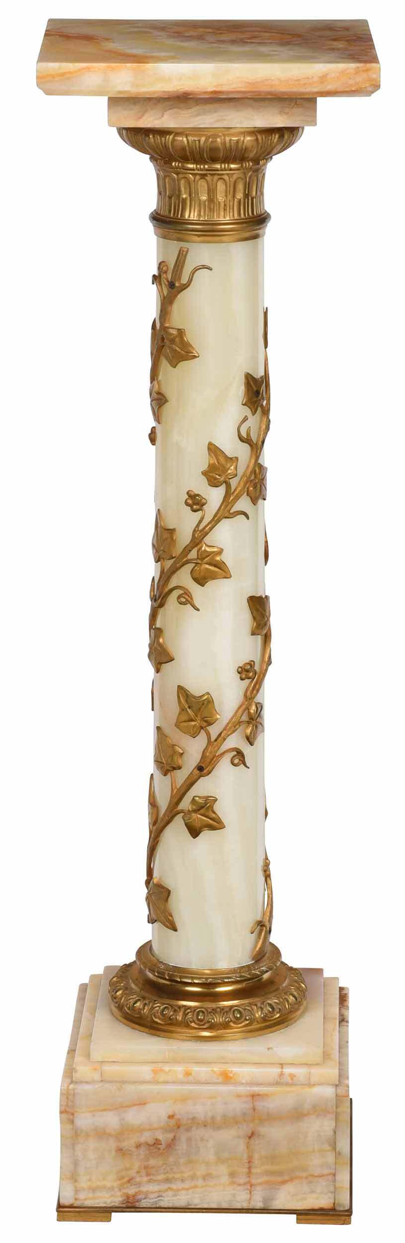 Fine Gilt Bronze and Onyx Ivy Wrapped Pedestal (1 of 5)