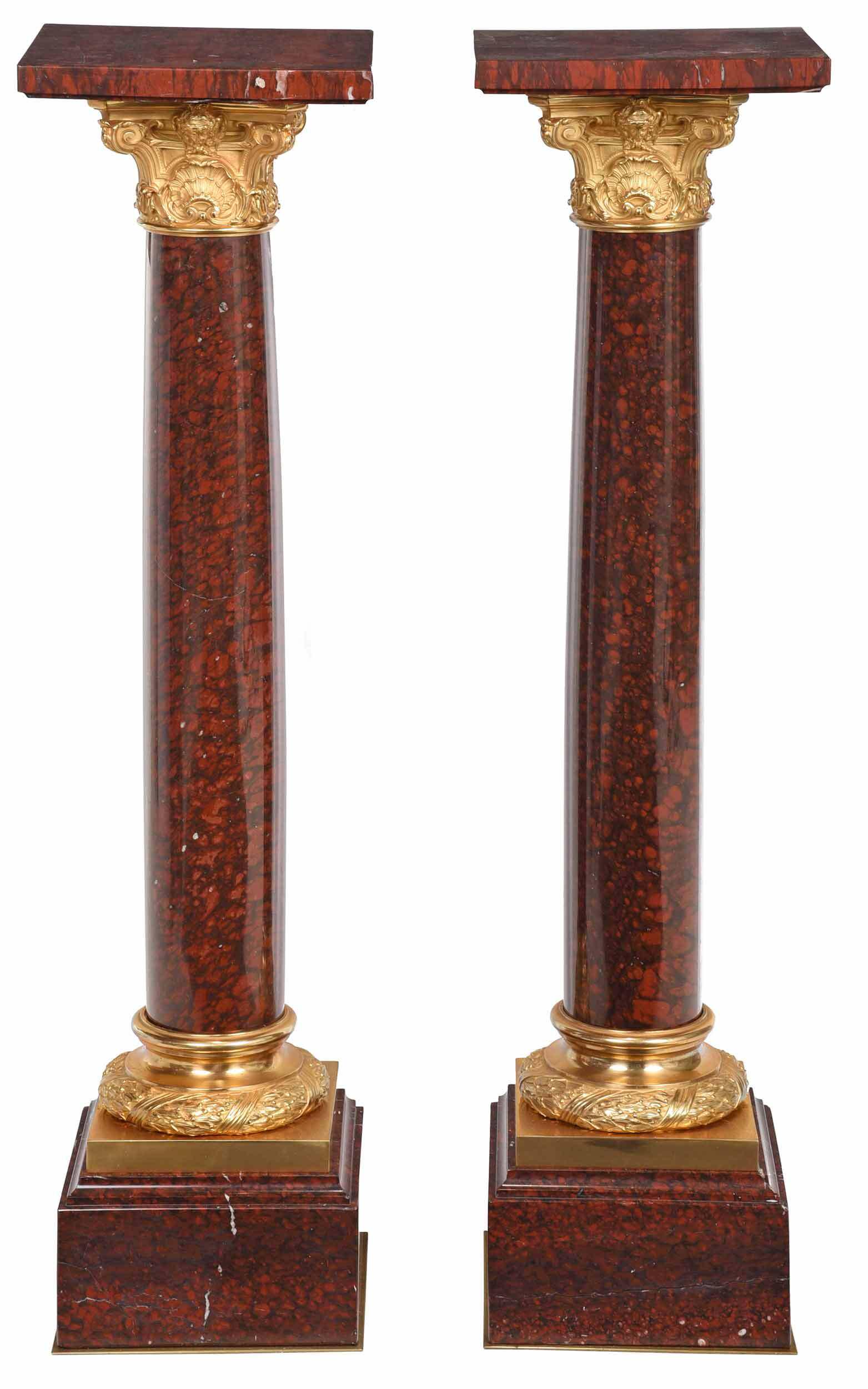 Fine Pair Louis XVI Style Rouge Marble Pedestals (1 of 11)