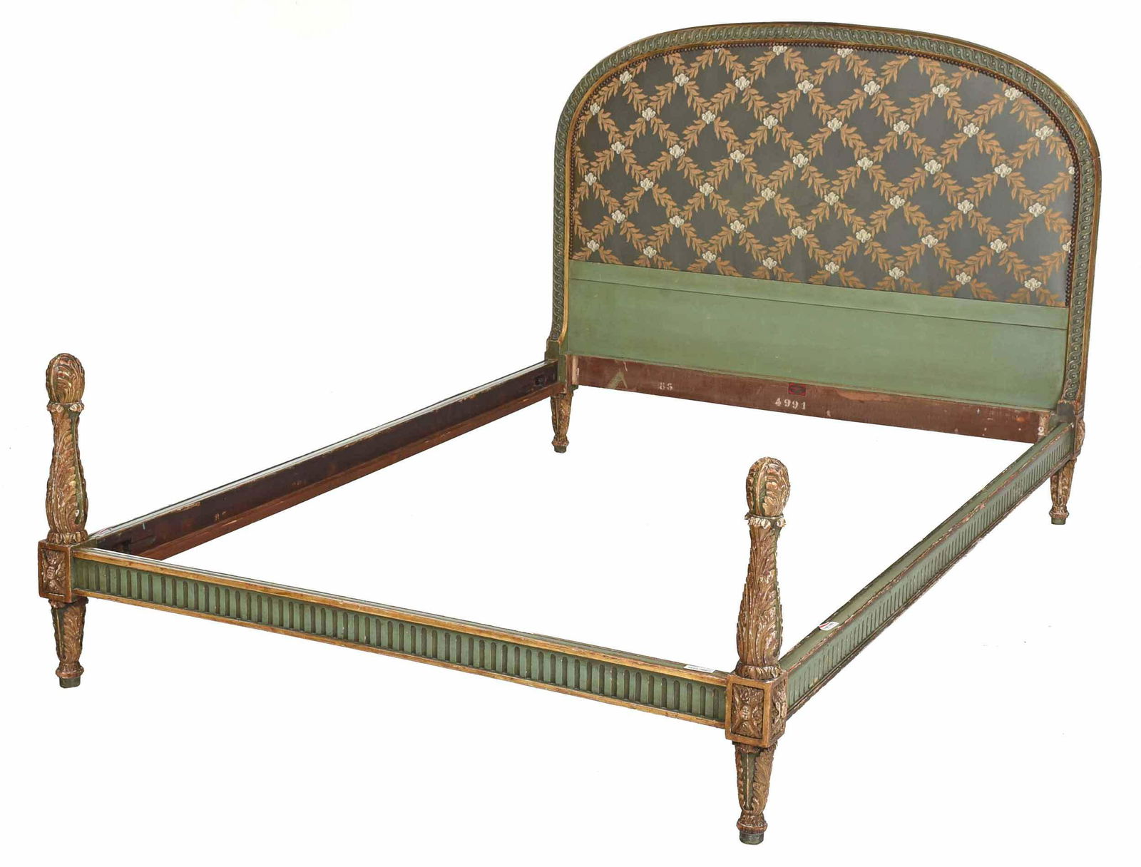 Louis XVI Style Painted and Upholstered Bedstead (1 of 6)