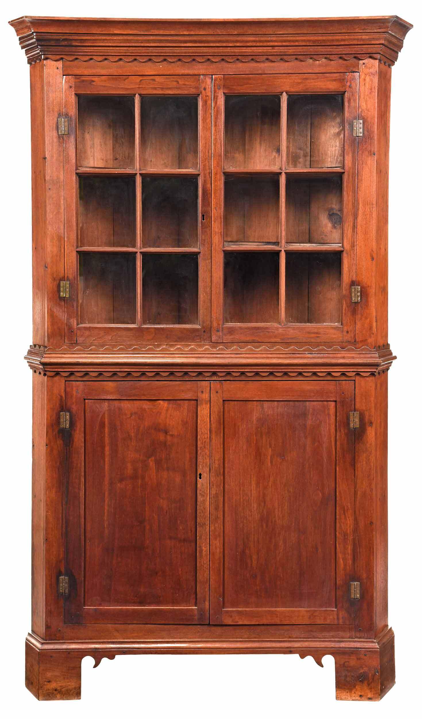 Fine North Carolina Federal Walnut Corner Cupboard (1 of 7)