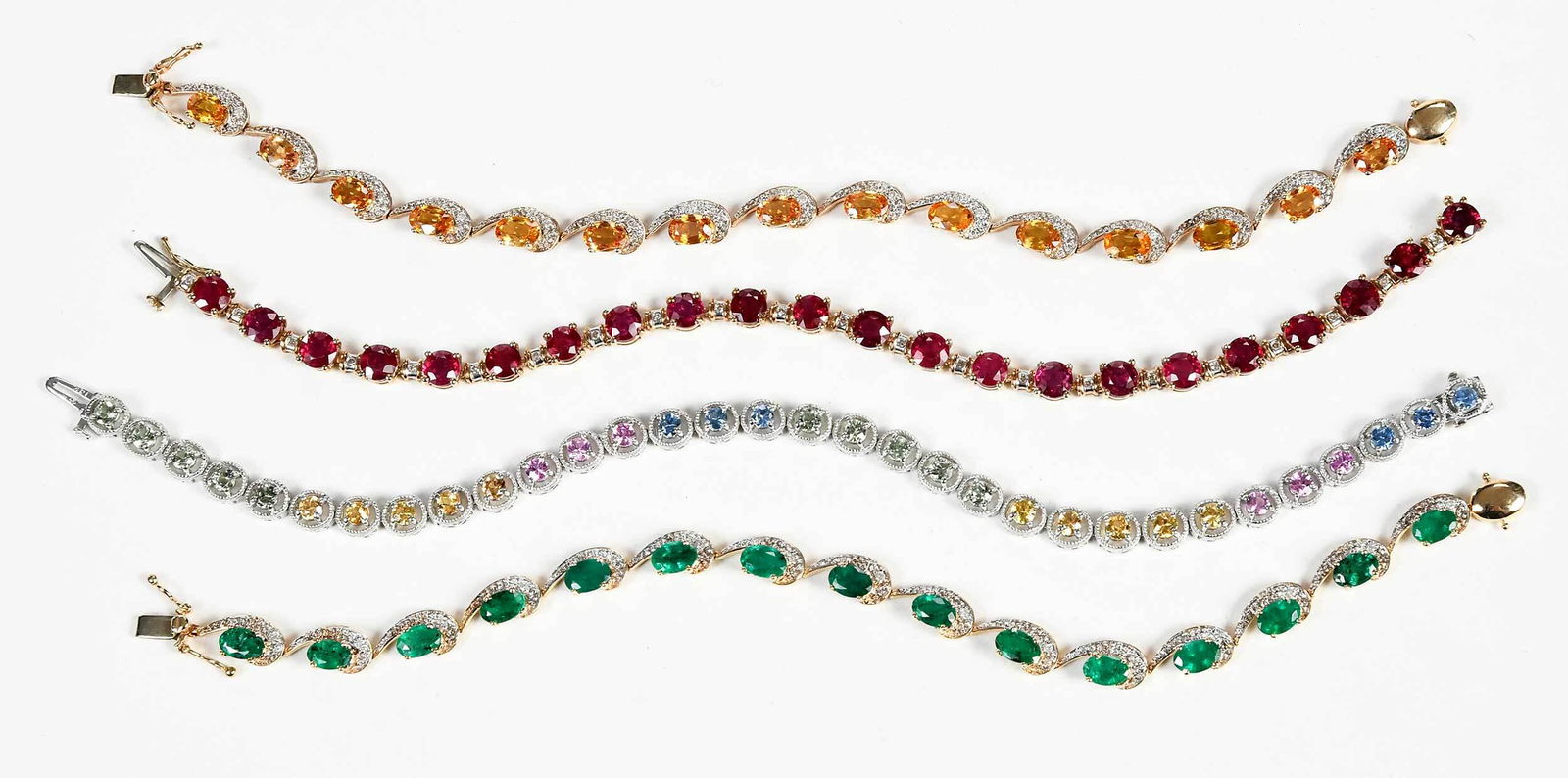 Four Gold Gemstone Bracelets (1 of 10)