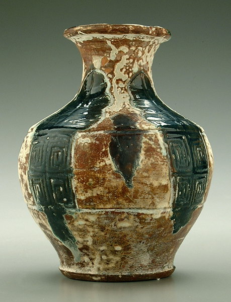 Chinese red pottery vessel, [hu] form,