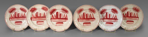 Set of "Wig Wam" spatterware plates: