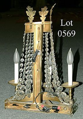 Pair brass and glass wall sconces, - 2