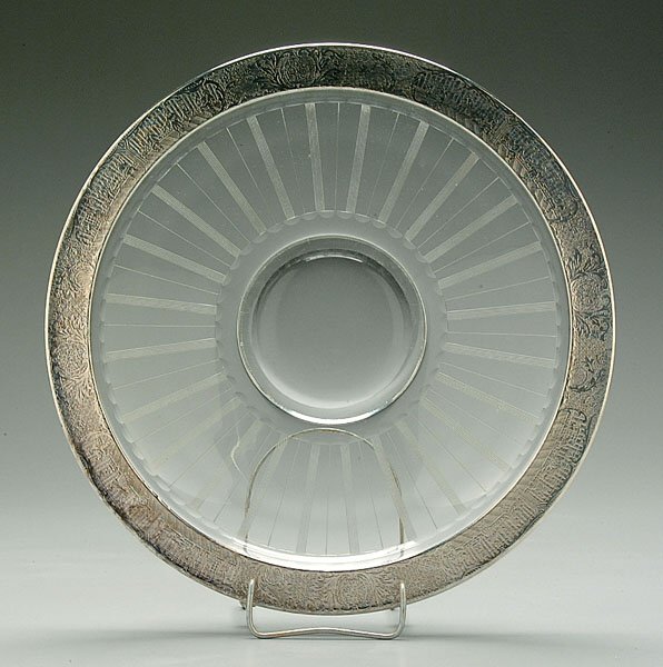 Glass bowl, silver resist rim,