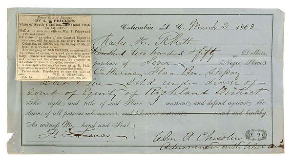 Civil War slave receipt,