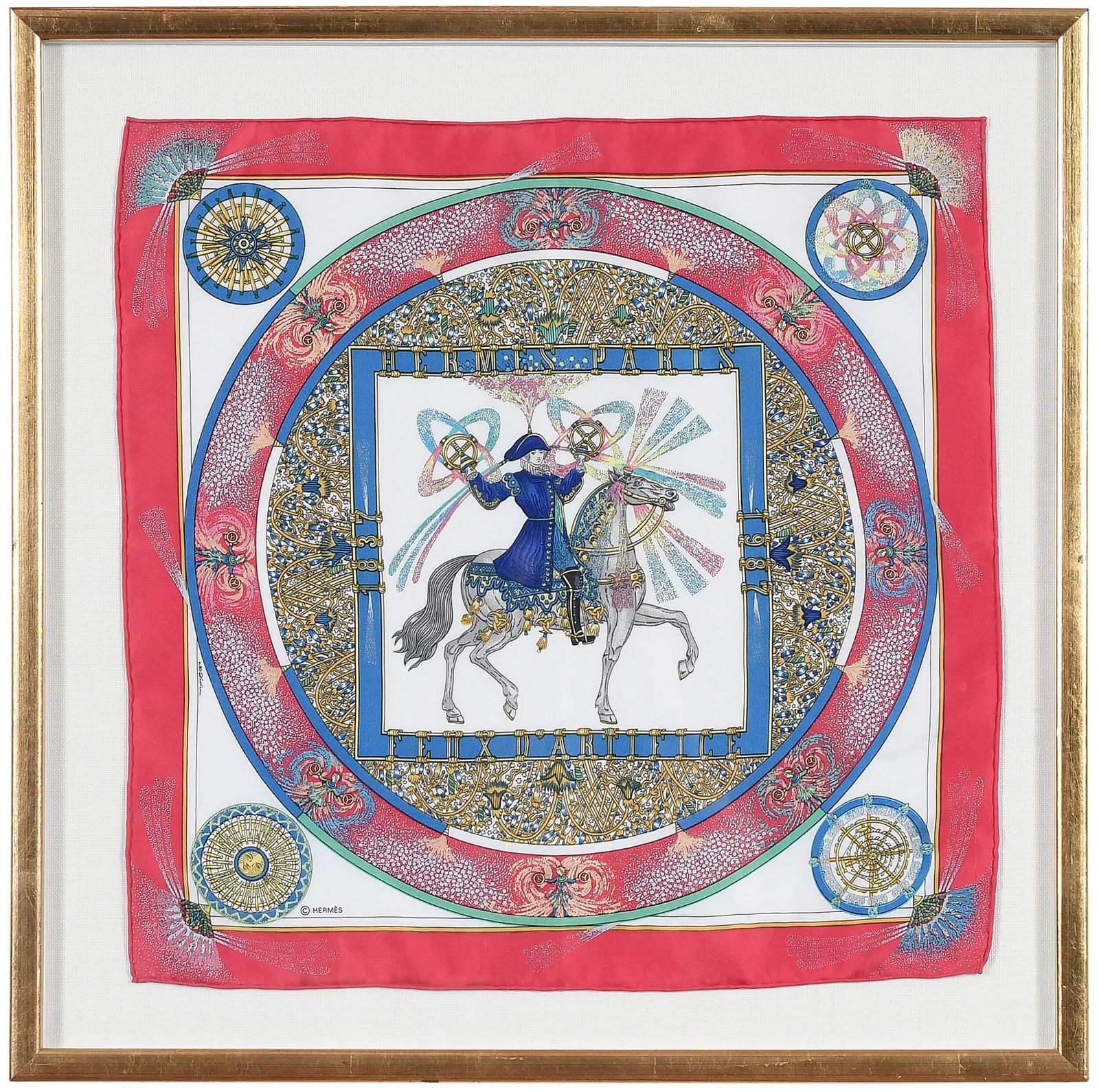 Framed Hermes Feux D'Artifice Silk Scarf (1 of 4)