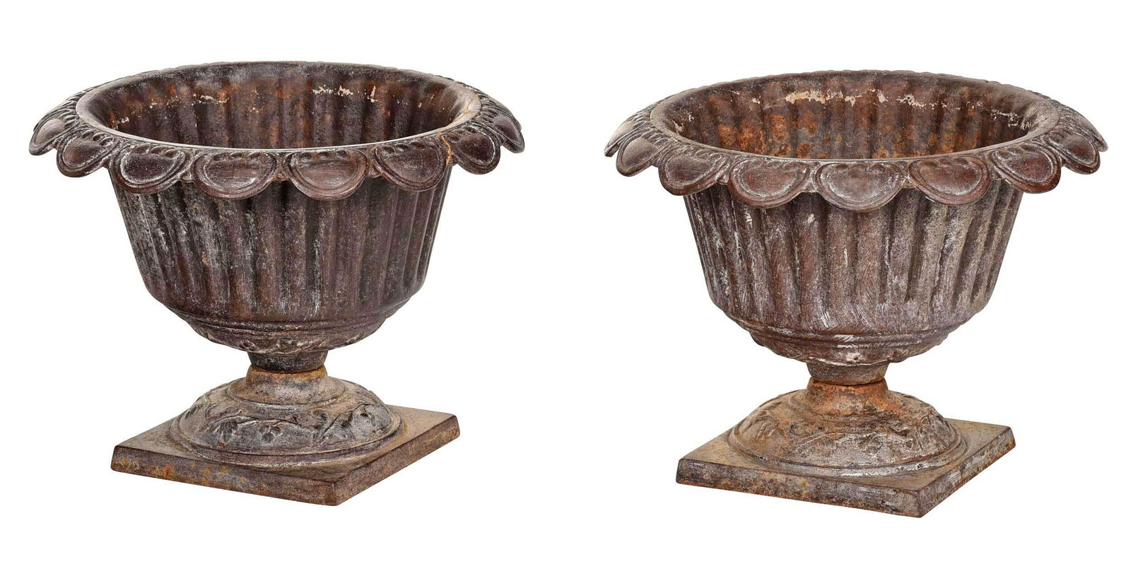 Pair Small Cast Iron Planters (1 of 4)