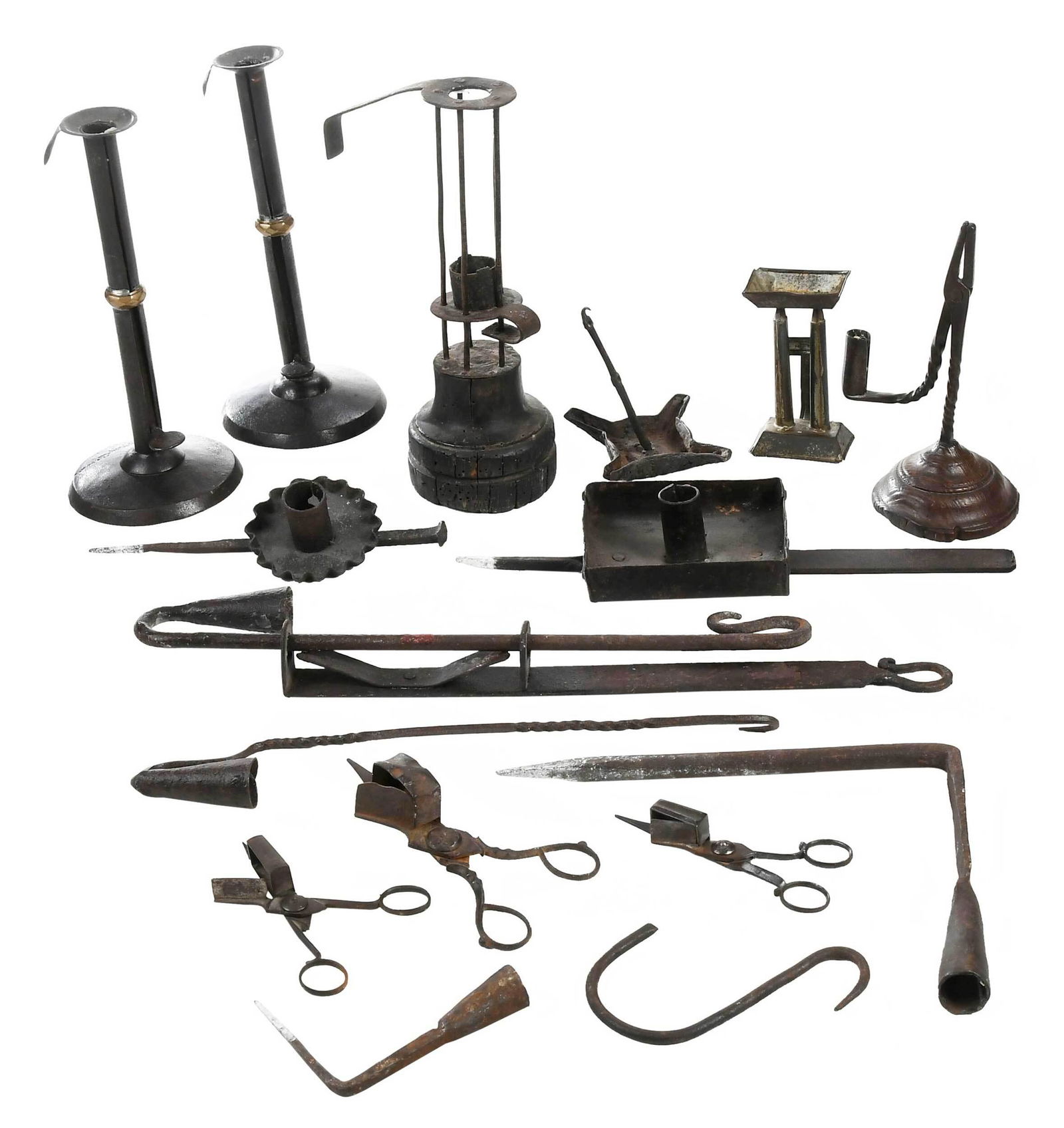 Group of 15 Early Iron and Tin Lighting Tools (1 of 7)