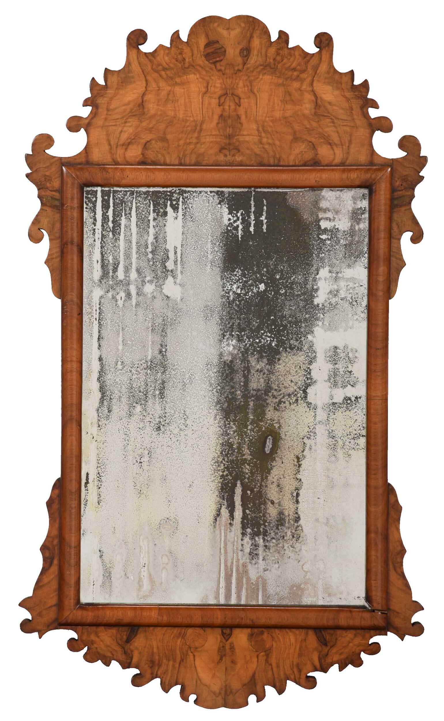 Queen Anne Bookmatched Figured Walnut Mirror (1 of 4)