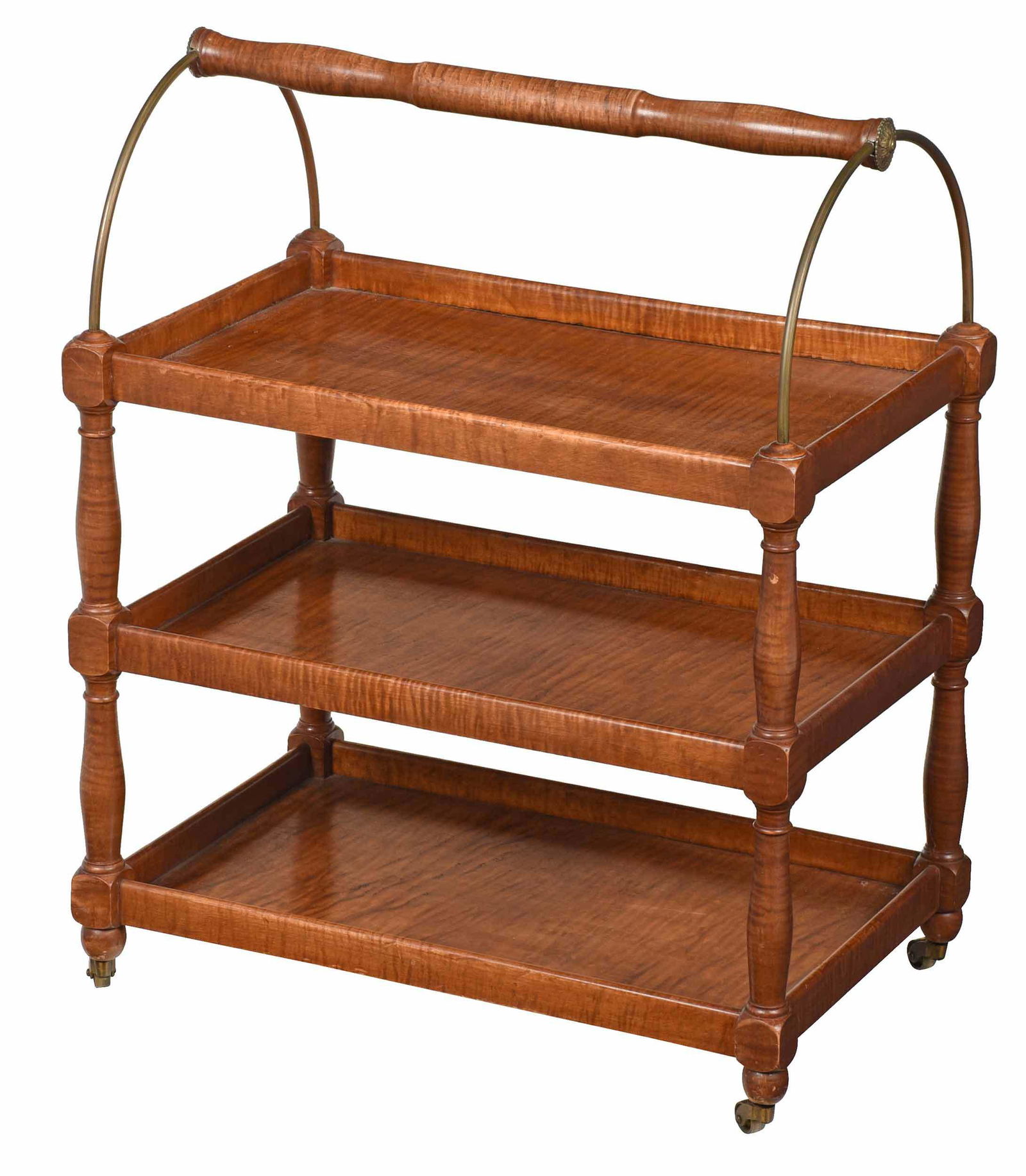 Federal Style Tiger Maple Three Tier Magazine Rack (1 of 3)