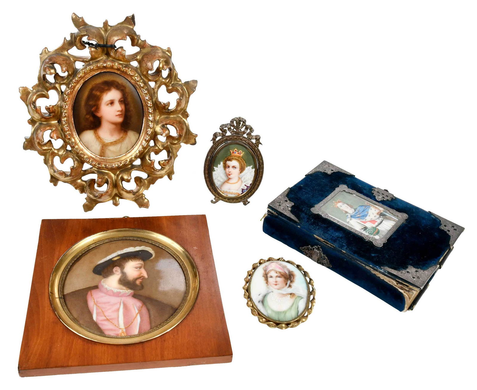 Five Porcelain and Ivory Miniatures, with Book (1 of 9)