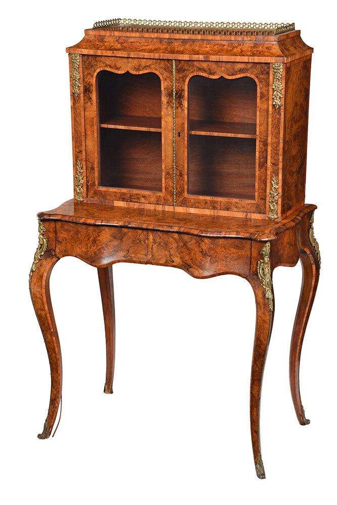 Louis XV Style Burlwood Ladies Desk and Bookcase (1 of 5)