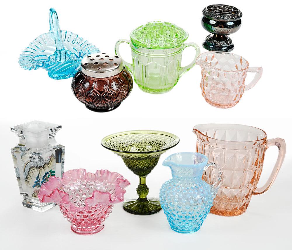 11 Assorted Colored Glass and Metal Table Objects (1 of 5)