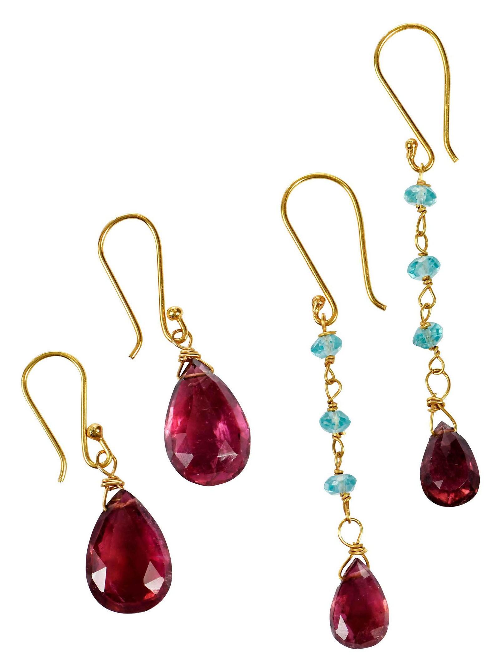 Two Pairs 18kt. Gemstone Earrings (1 of 3)