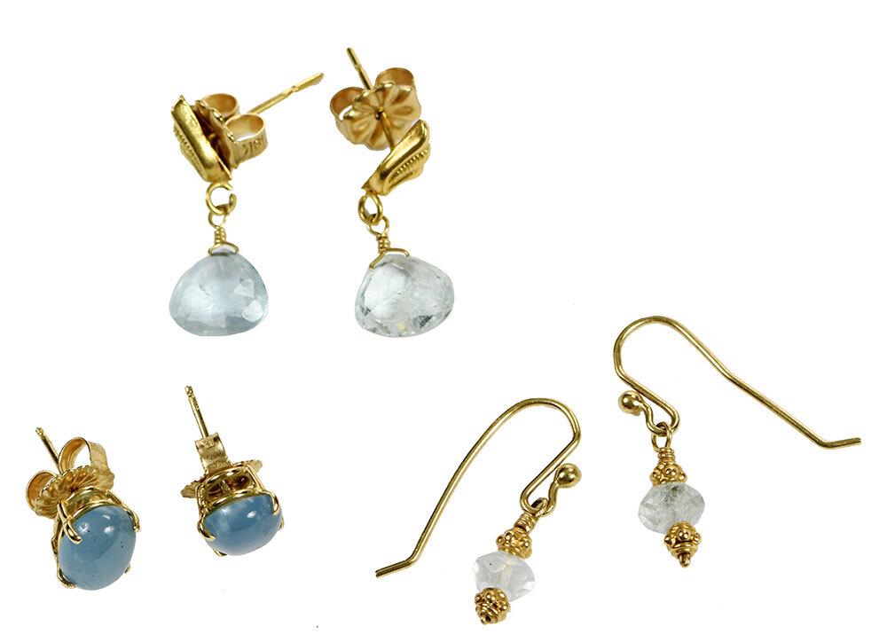 Three Pairs 18kt. Aquamarine Earrings (1 of 4)