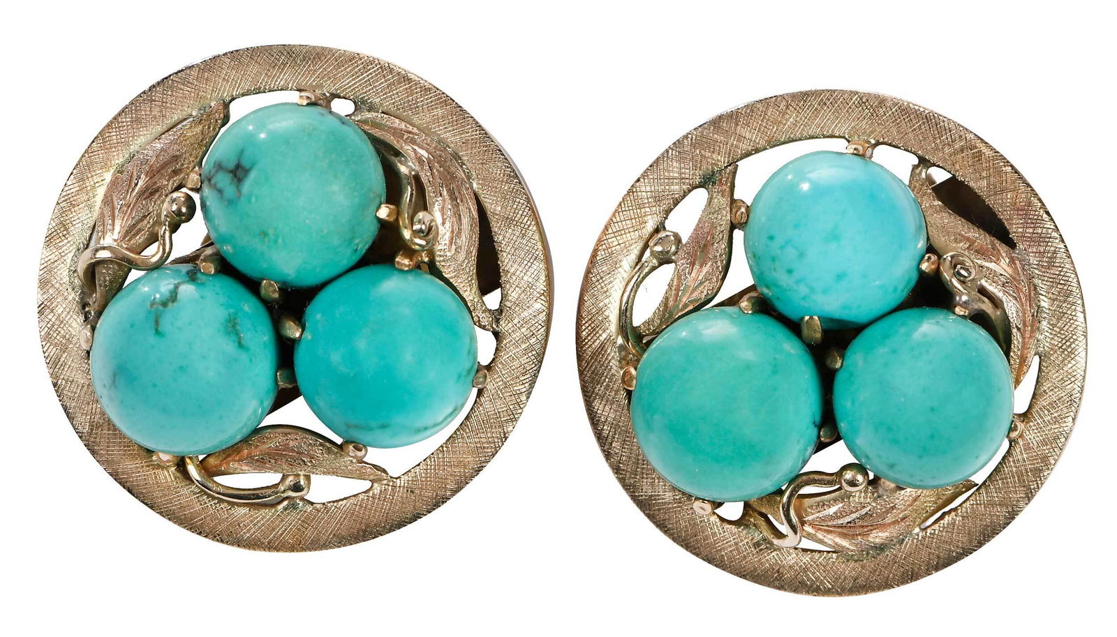 Retro 14kt. Turquoise Earclips (1 of 5)