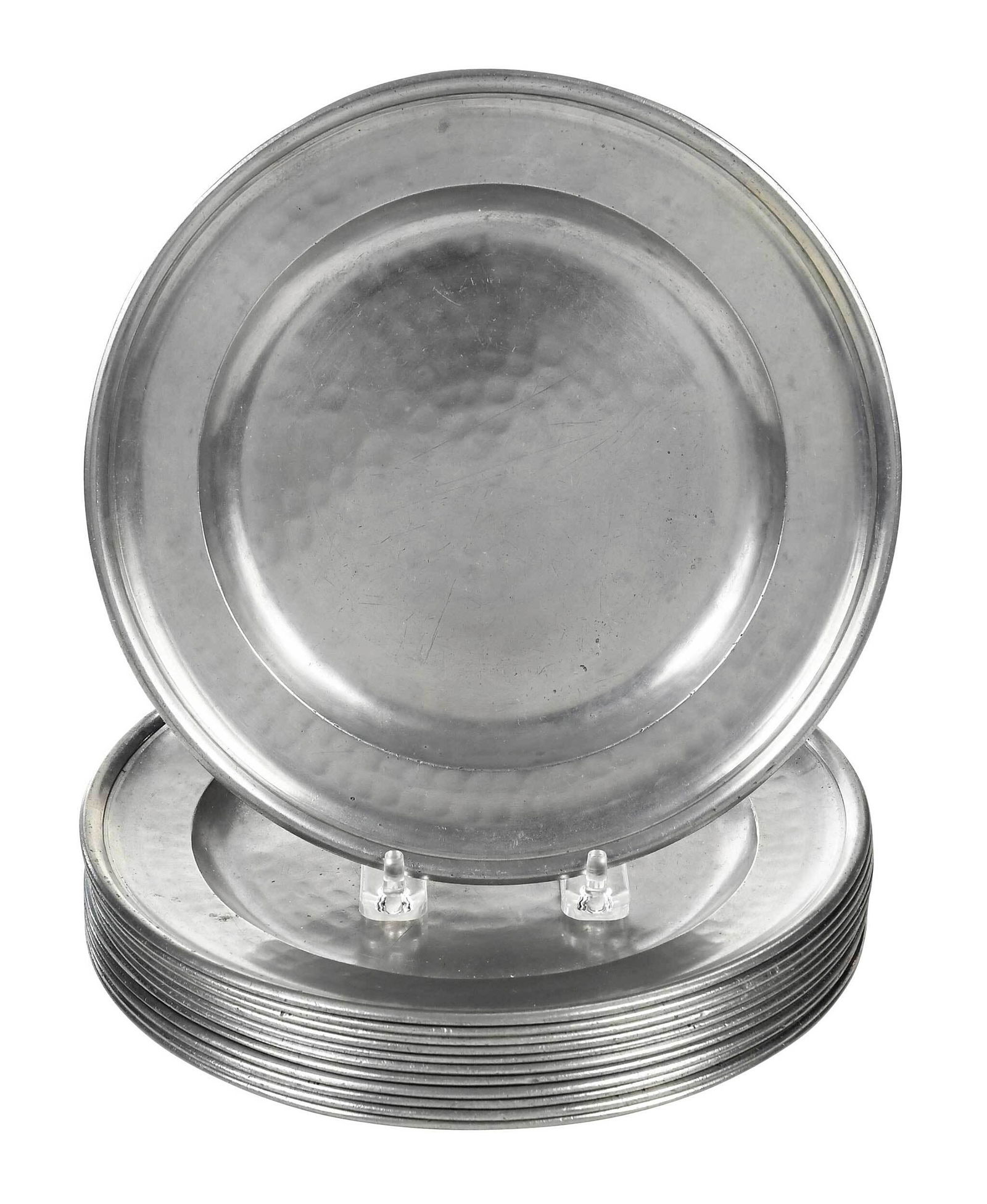 Set of 12 Thomas Powell Attributed Pewter Plates (1 of 4)