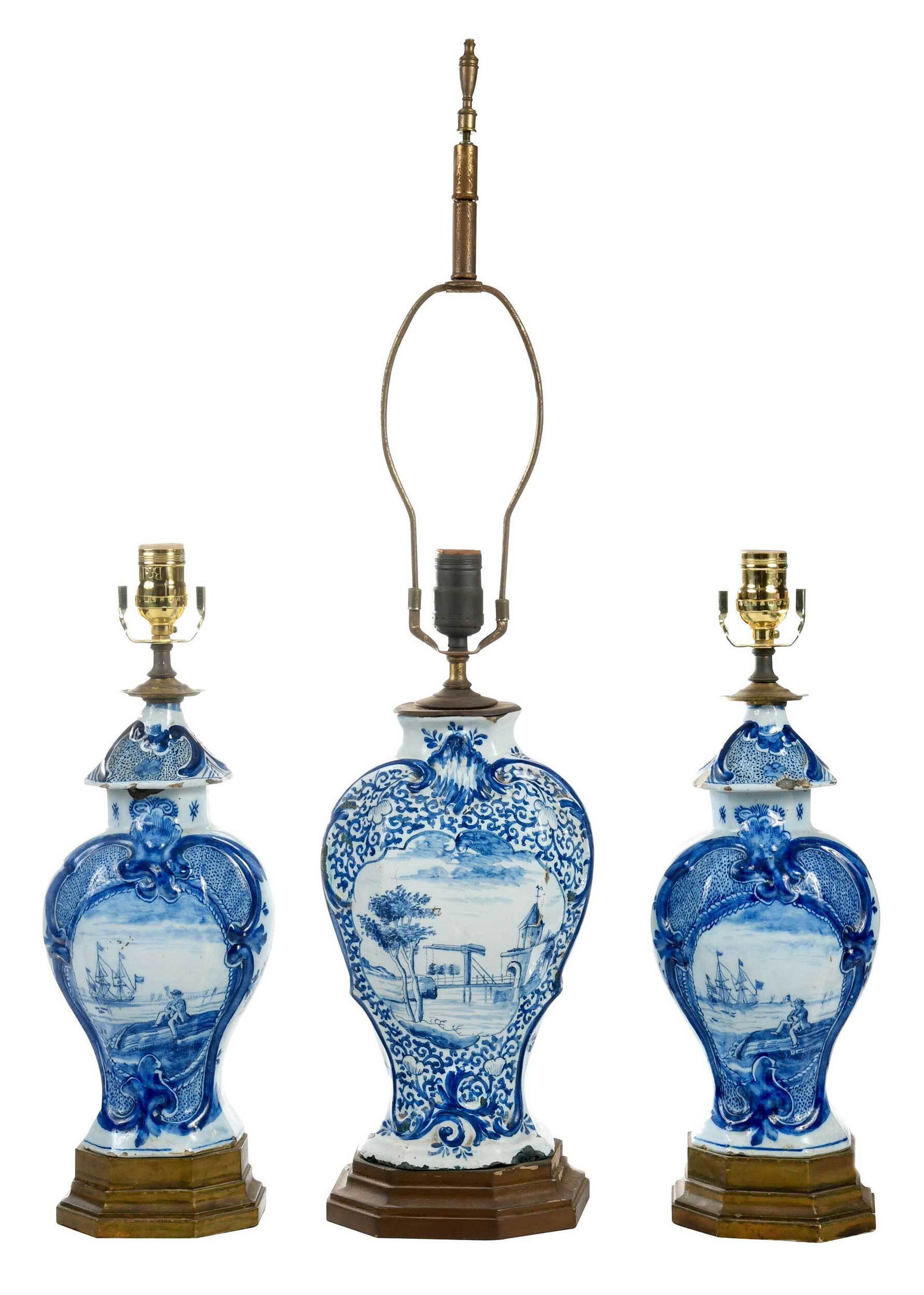 Three Dutch Delft Blue and White Vases as Lamps (1 of 7)