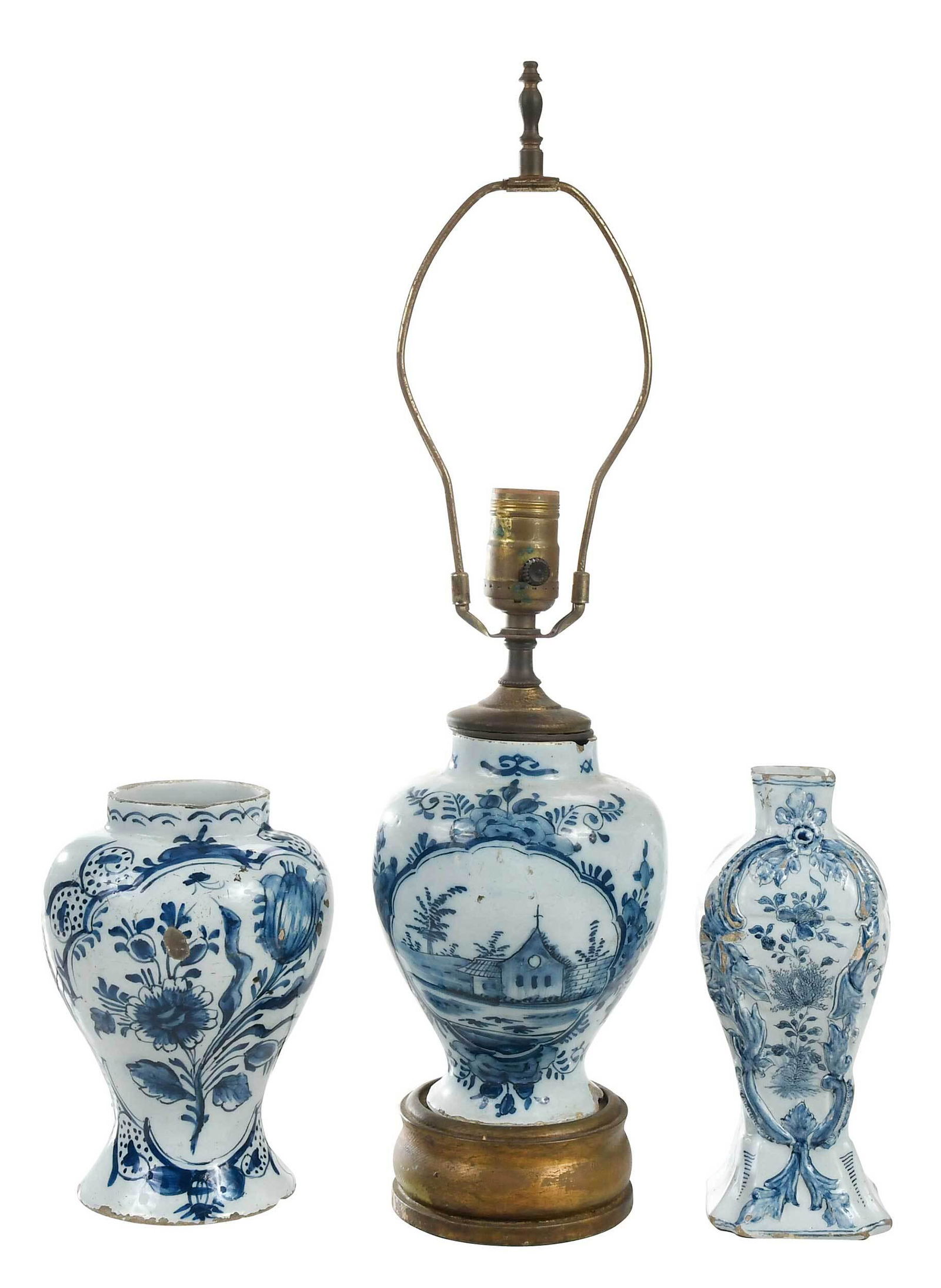 Three Dutch Delftware Blue and White Vases (1 of 5)